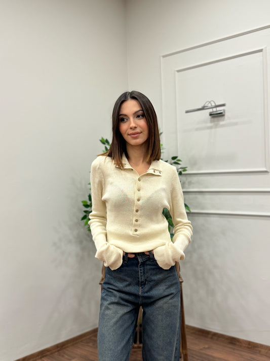 Cozy Triko Ekru Bluz