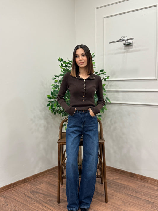 Wide Leg Mavi Yıkamalı Jean