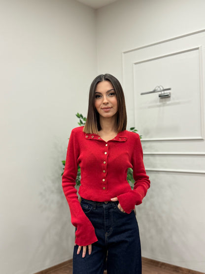 Cozy Triko Kırmızı Bluz