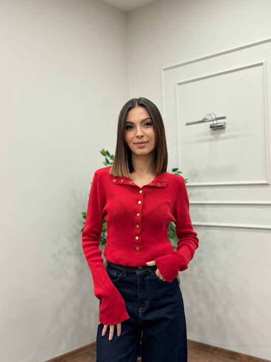 Cozy Triko Kırmızı Bluz