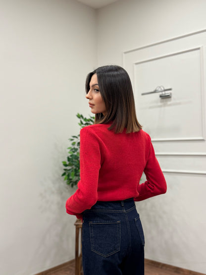 Cozy Triko Kırmızı Bluz