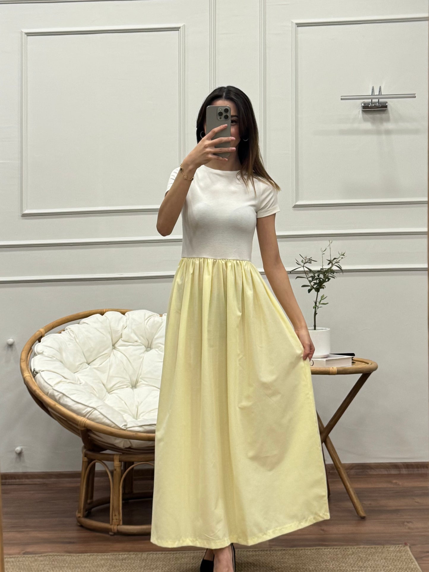 Diana Kloş Kemerli Bebe Sarısı Elbise