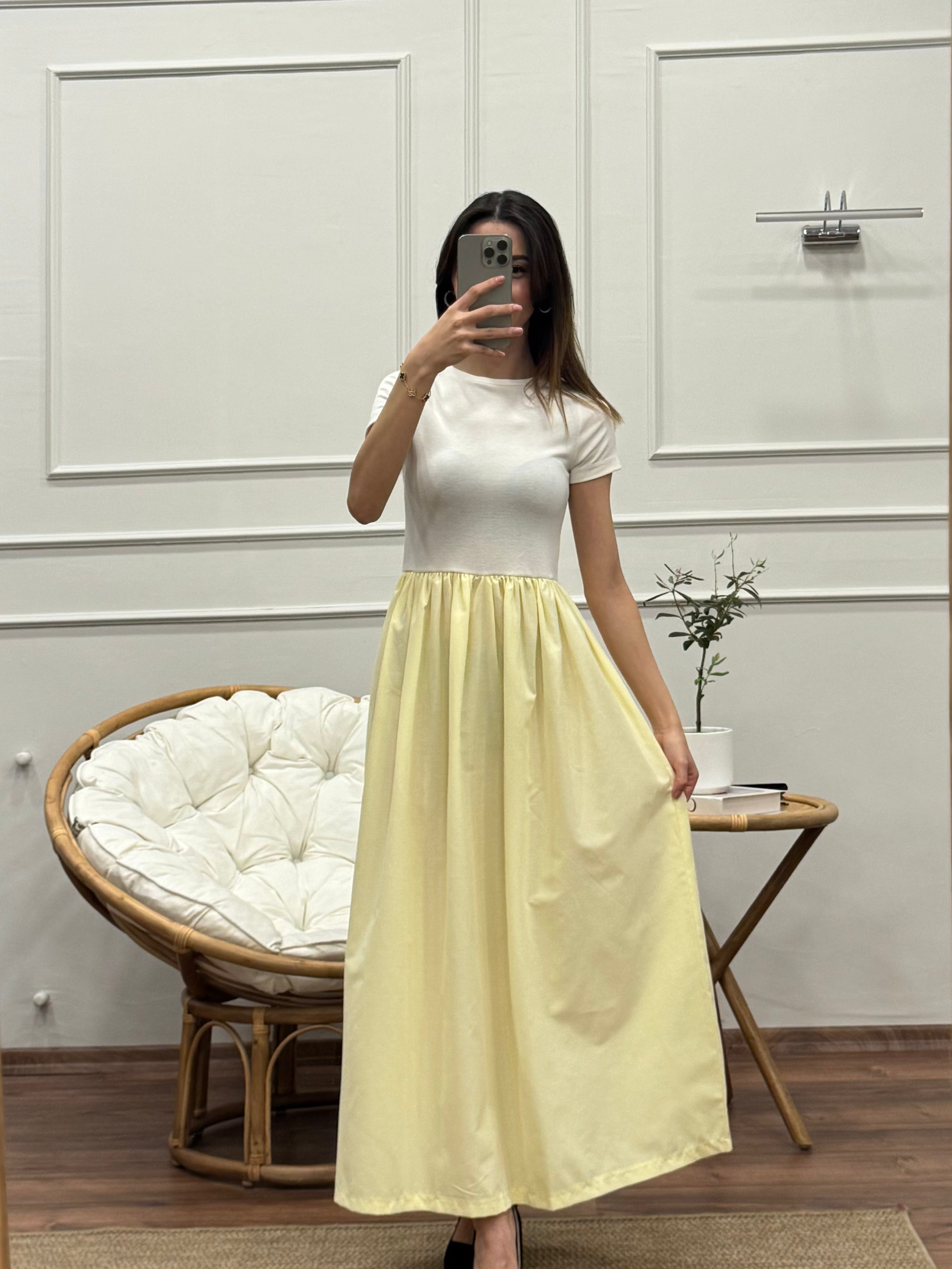 Diana Kloş Kemerli Bebe Sarısı Elbise