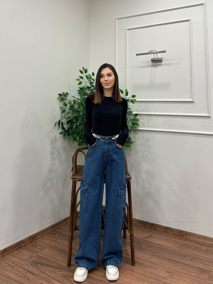 Vanta Kargo Cep Premium Mavi Jean