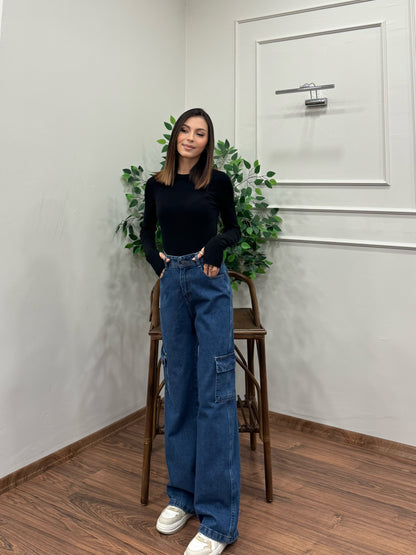 Vanta Kargo Cep Premium Mavi Jean