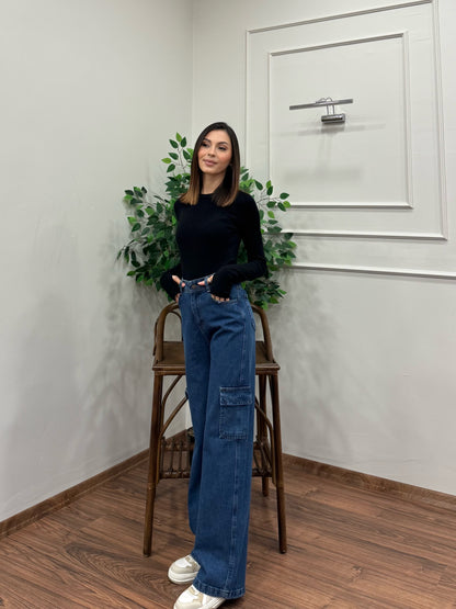 Vanta Kargo Cep Premium Mavi Jean