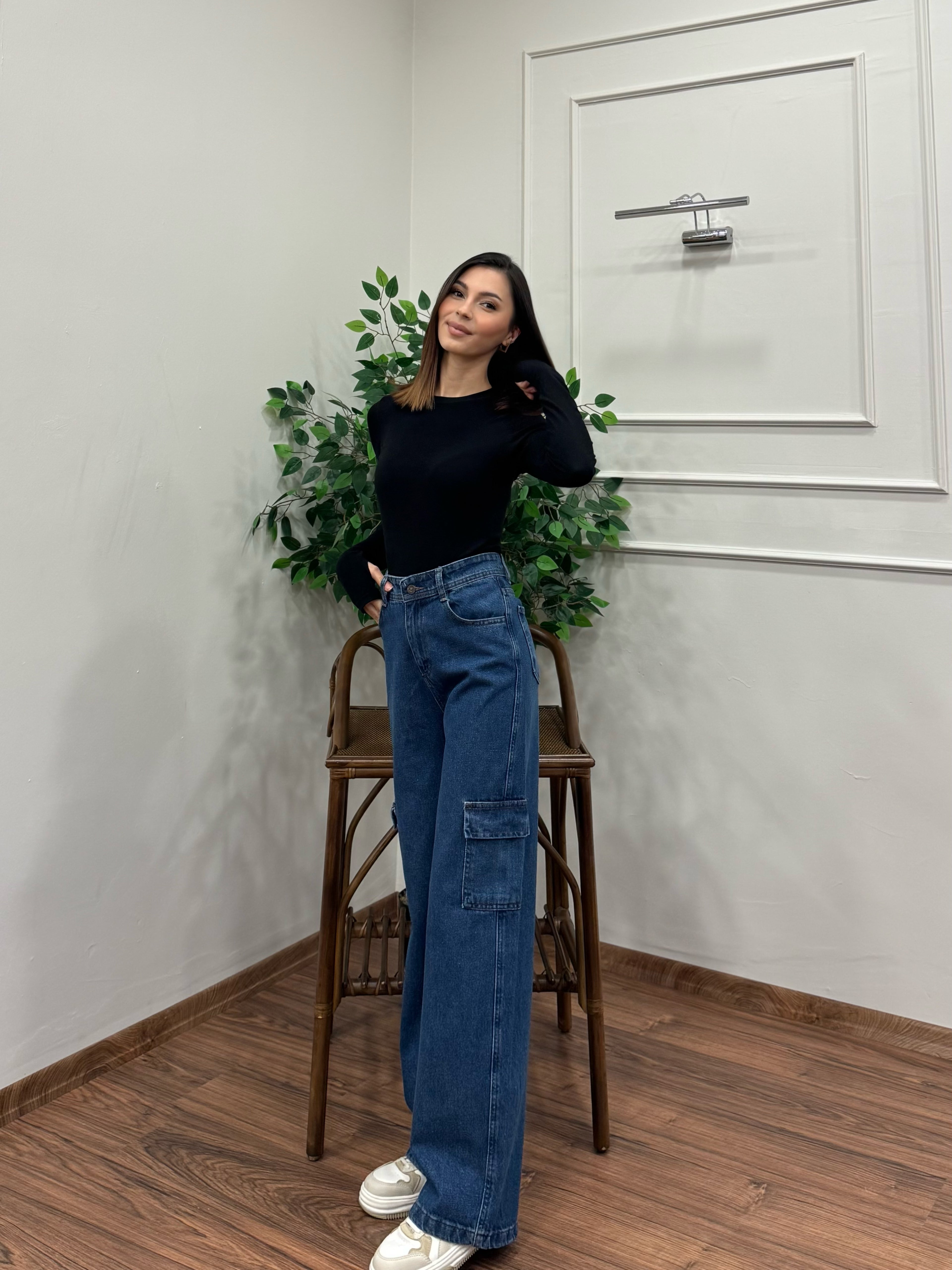 Vanta Kargo Cep Premium Mavi Jean