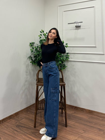 Vanta Kargo Cep Premium Mavi Jean