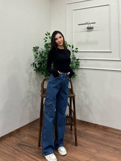 Vanta Kargo Cep Premium Mavi Jean