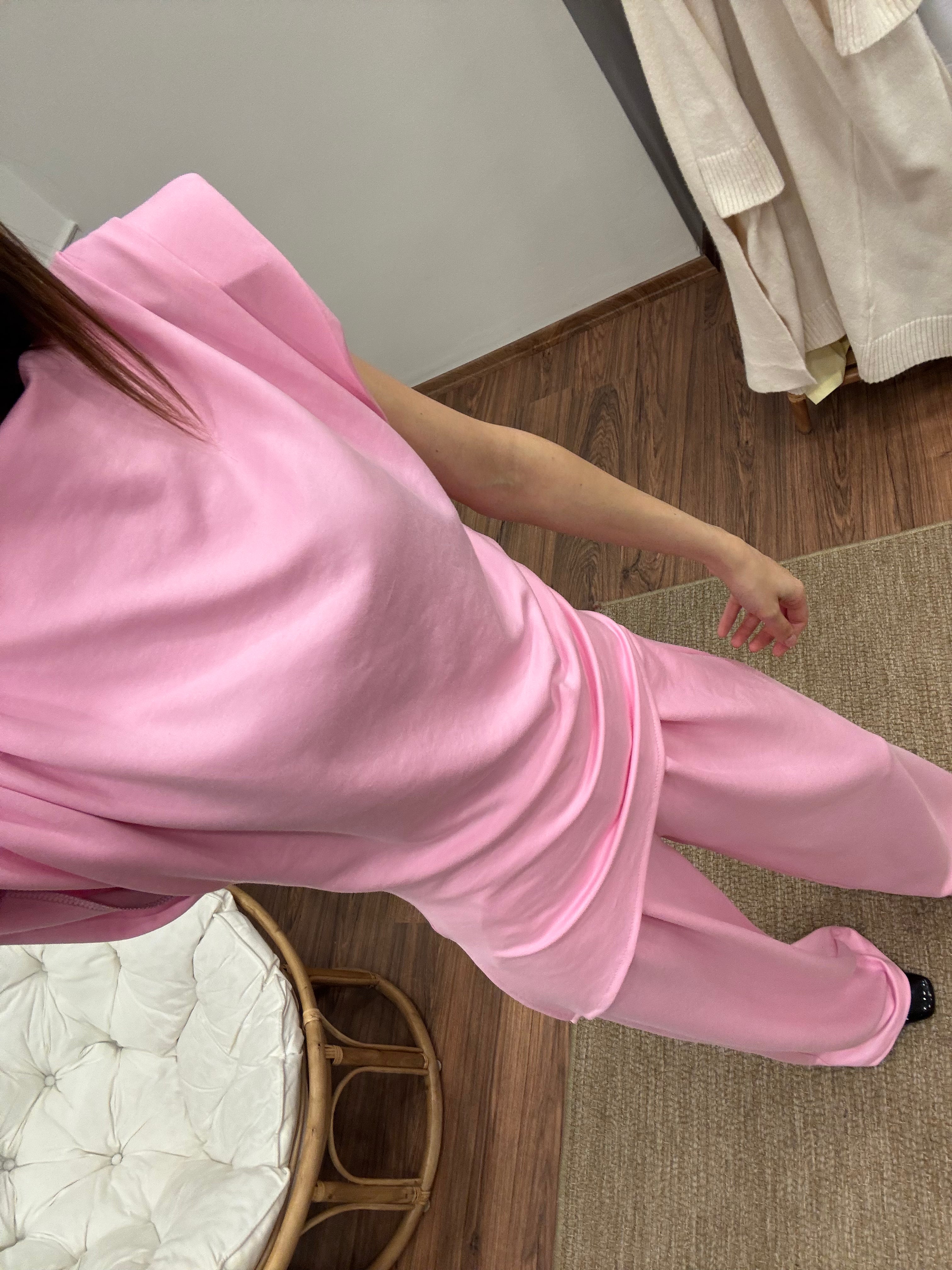 Stella Özel Tasarım İspanyol Pantolon Bluz Toz Pembe Takım