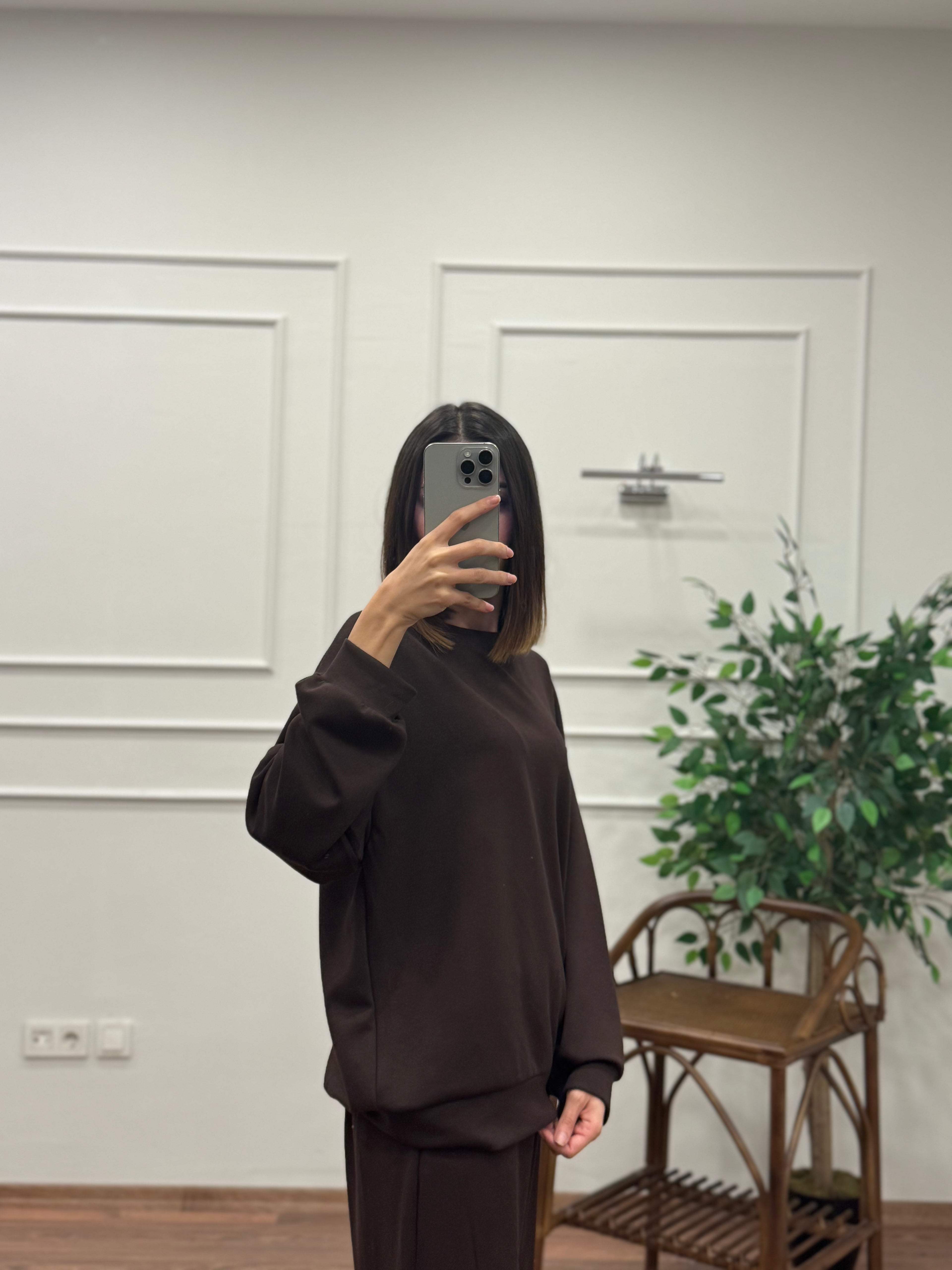 Basic Modal Kumaş Kahverengi Takım