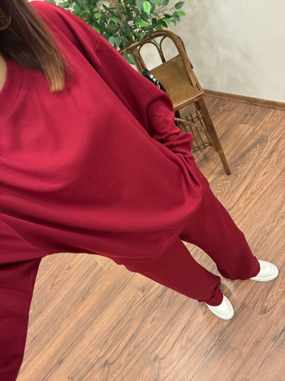 Basic Modal Kumaş Bordo Takım