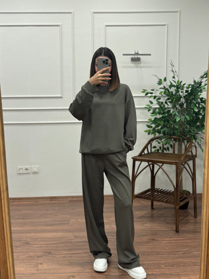 Basic Modal Kumaş Haki Takım