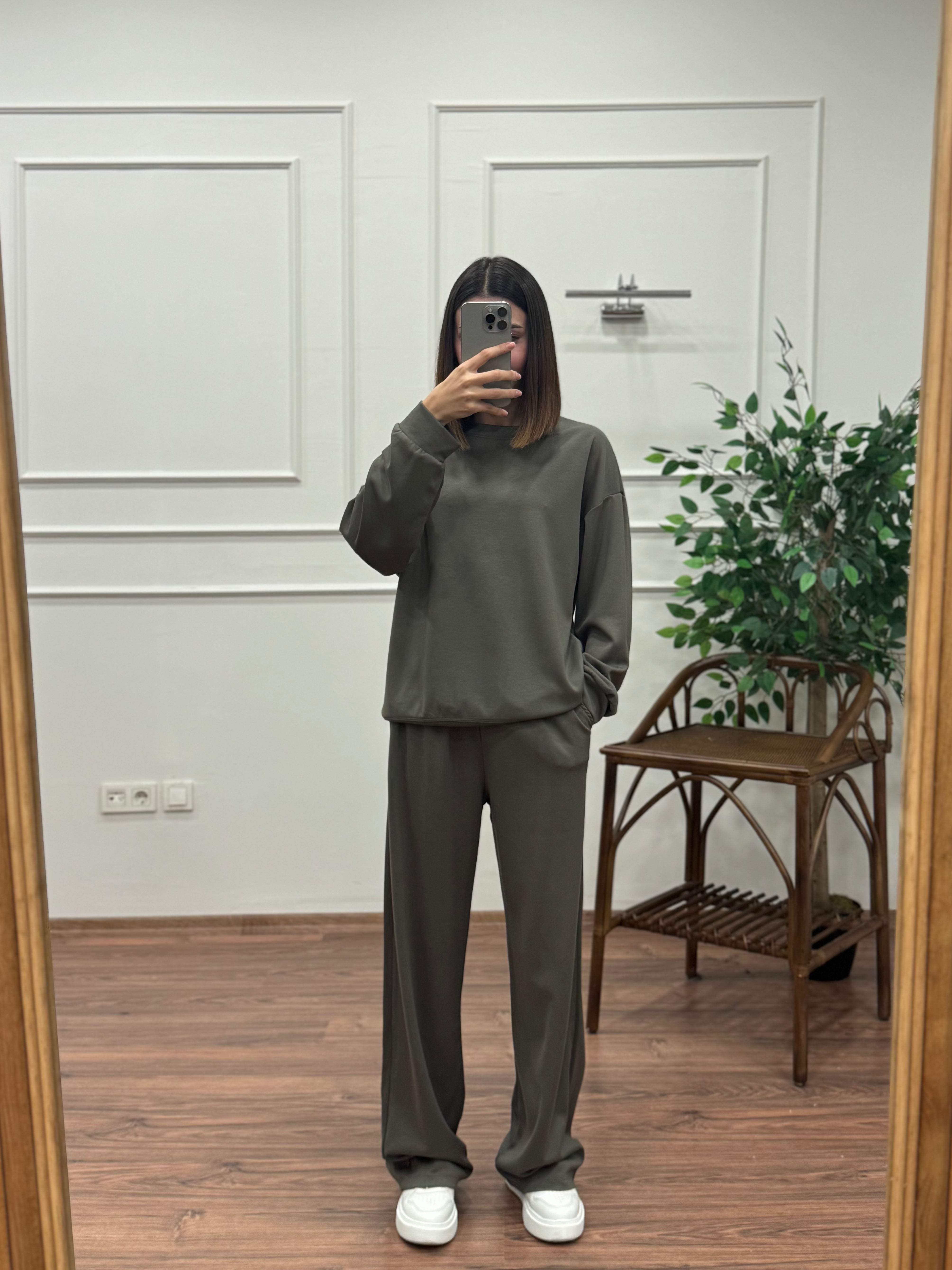 Basic Modal Kumaş Haki Takım