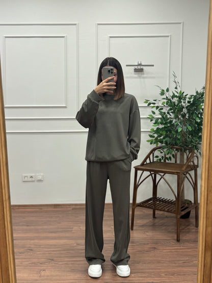 Basic Modal Kumaş Haki Takım