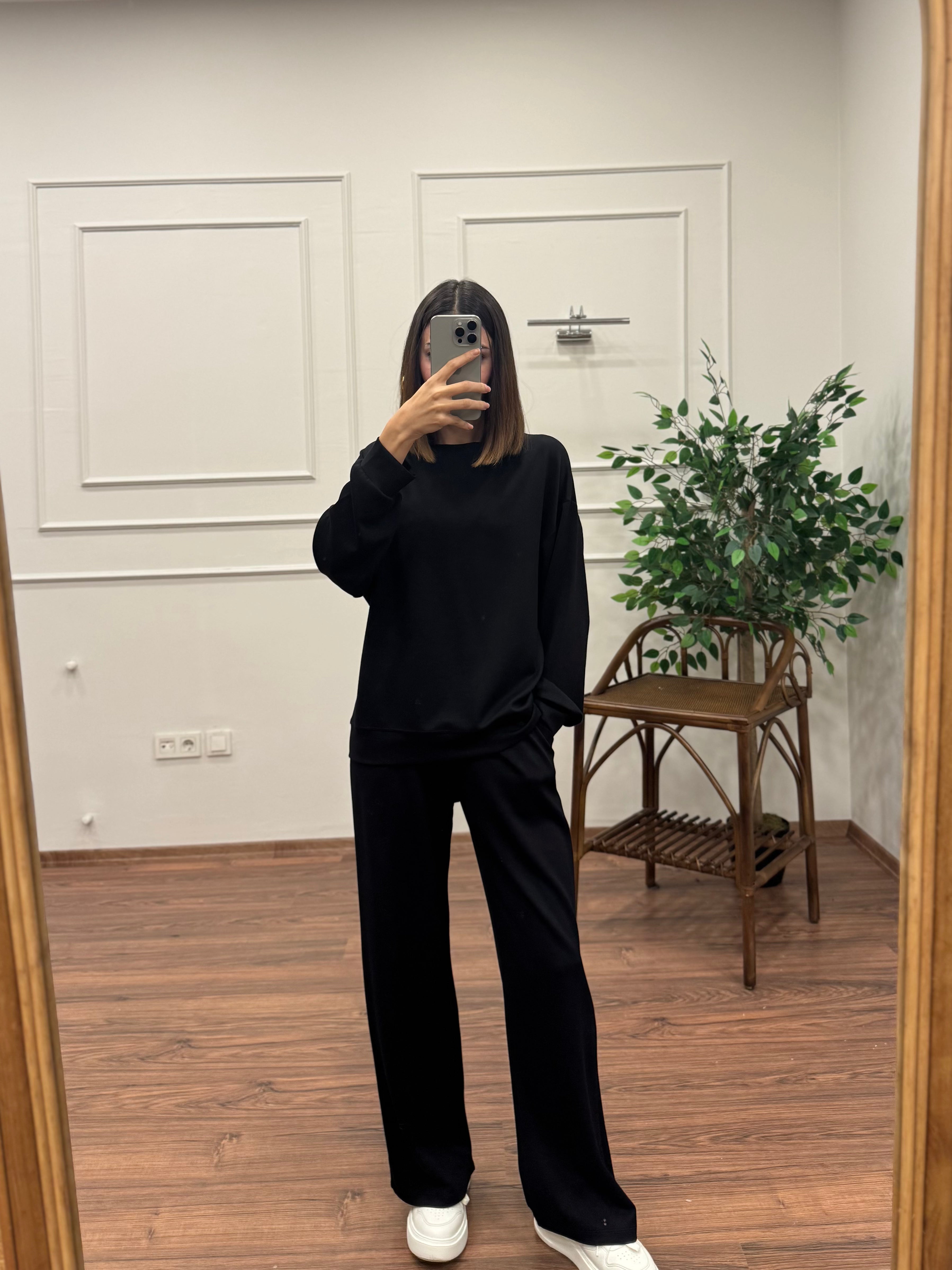 Basic Modal Kumaş Siyah Takım