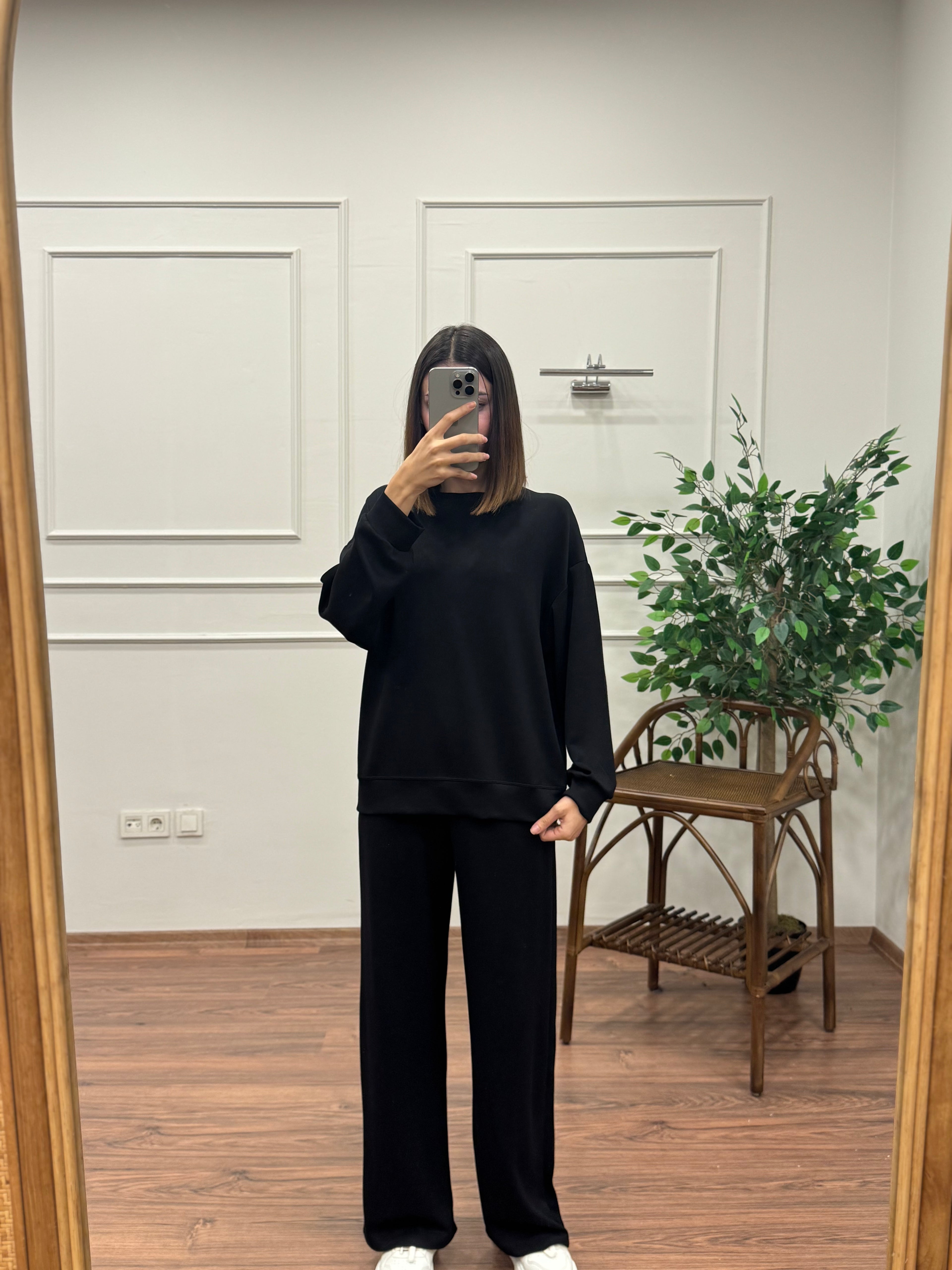 Basic Modal Kumaş Siyah Takım