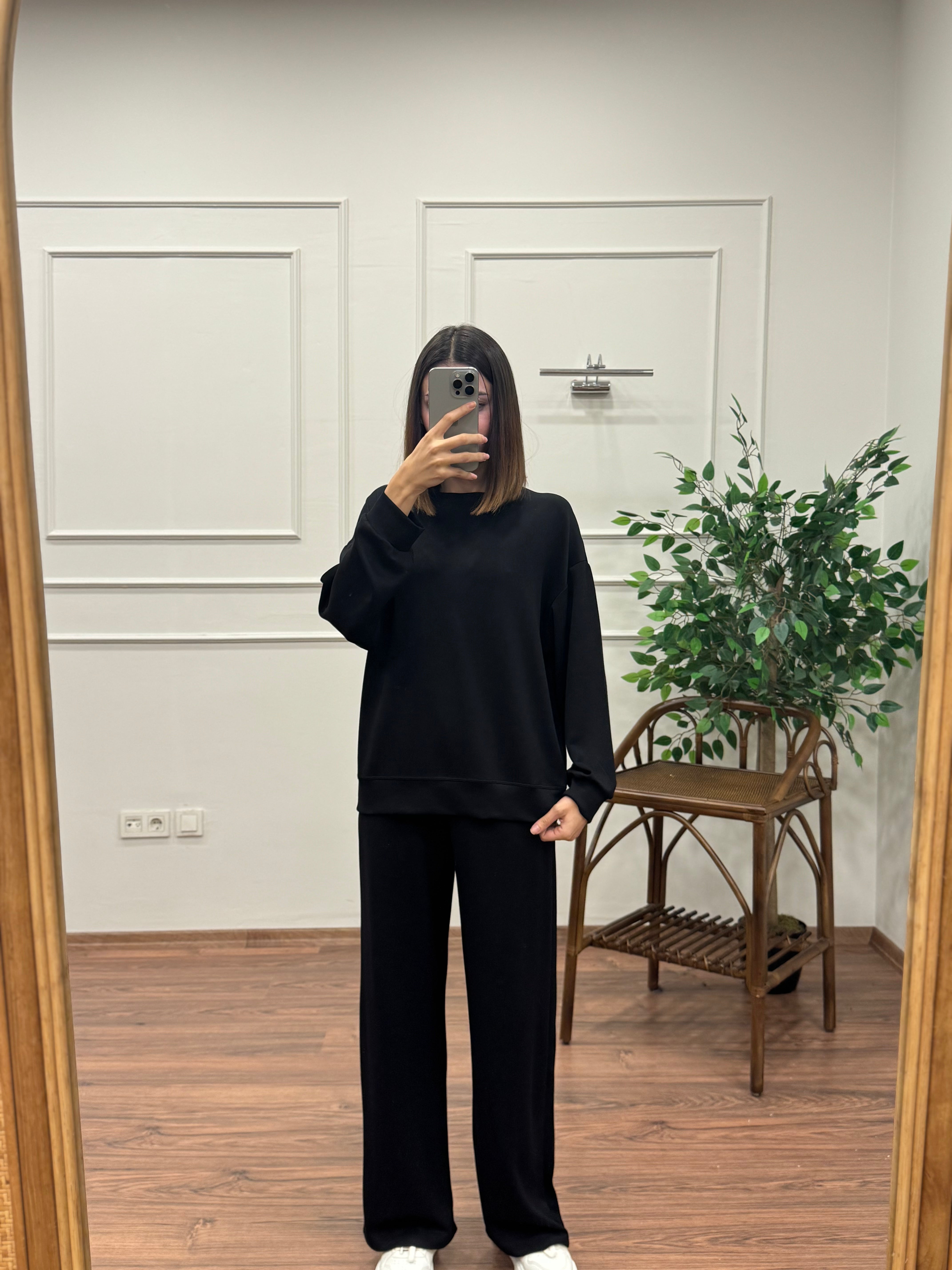 Basic Modal Kumaş Siyah Takım