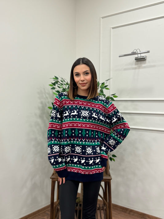 Yılbaşı Özel Lacivert Triko Kazak