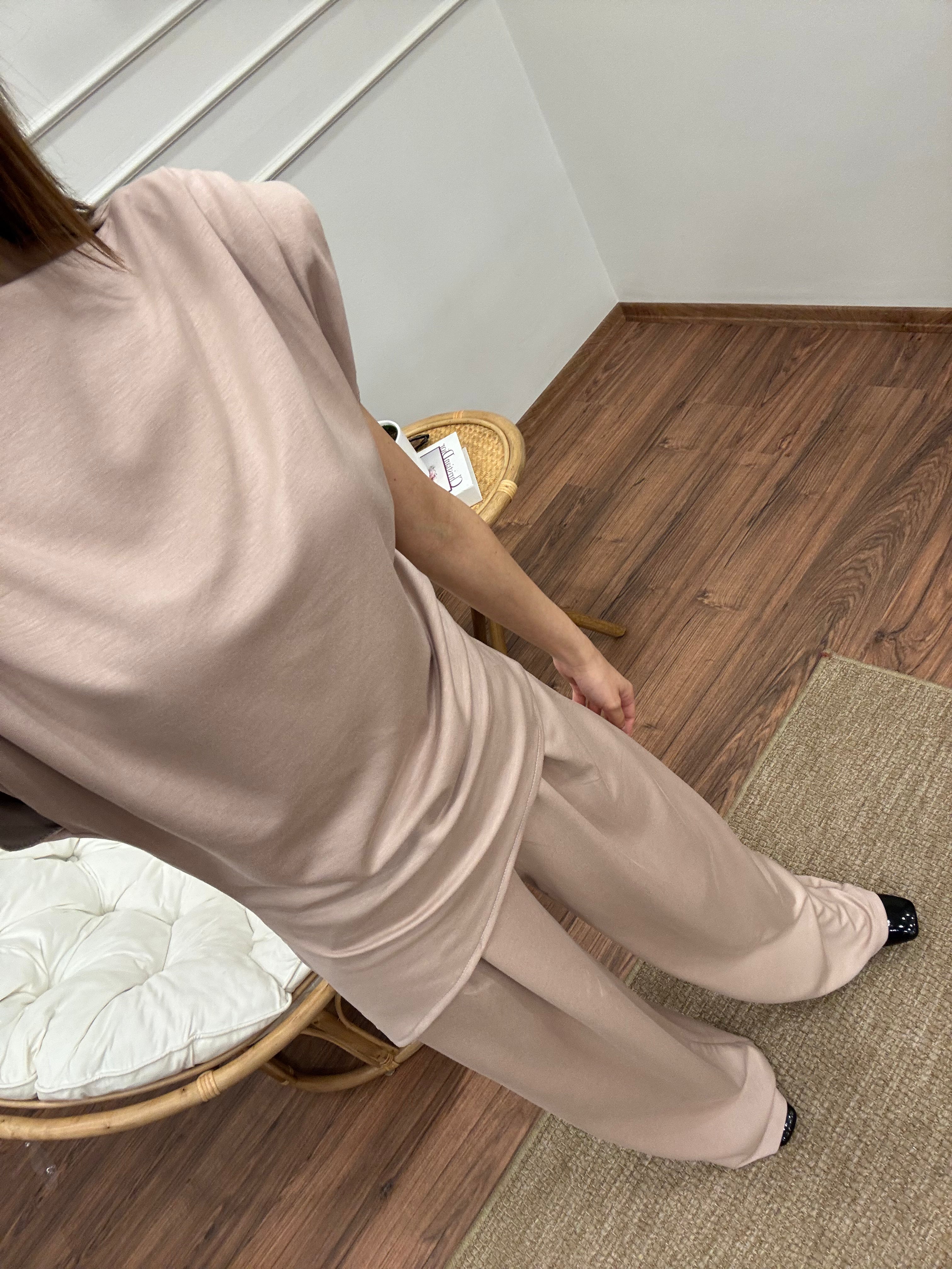 Stella Özel Tasarım İspanyol Pantolon Bluz Bej Takım