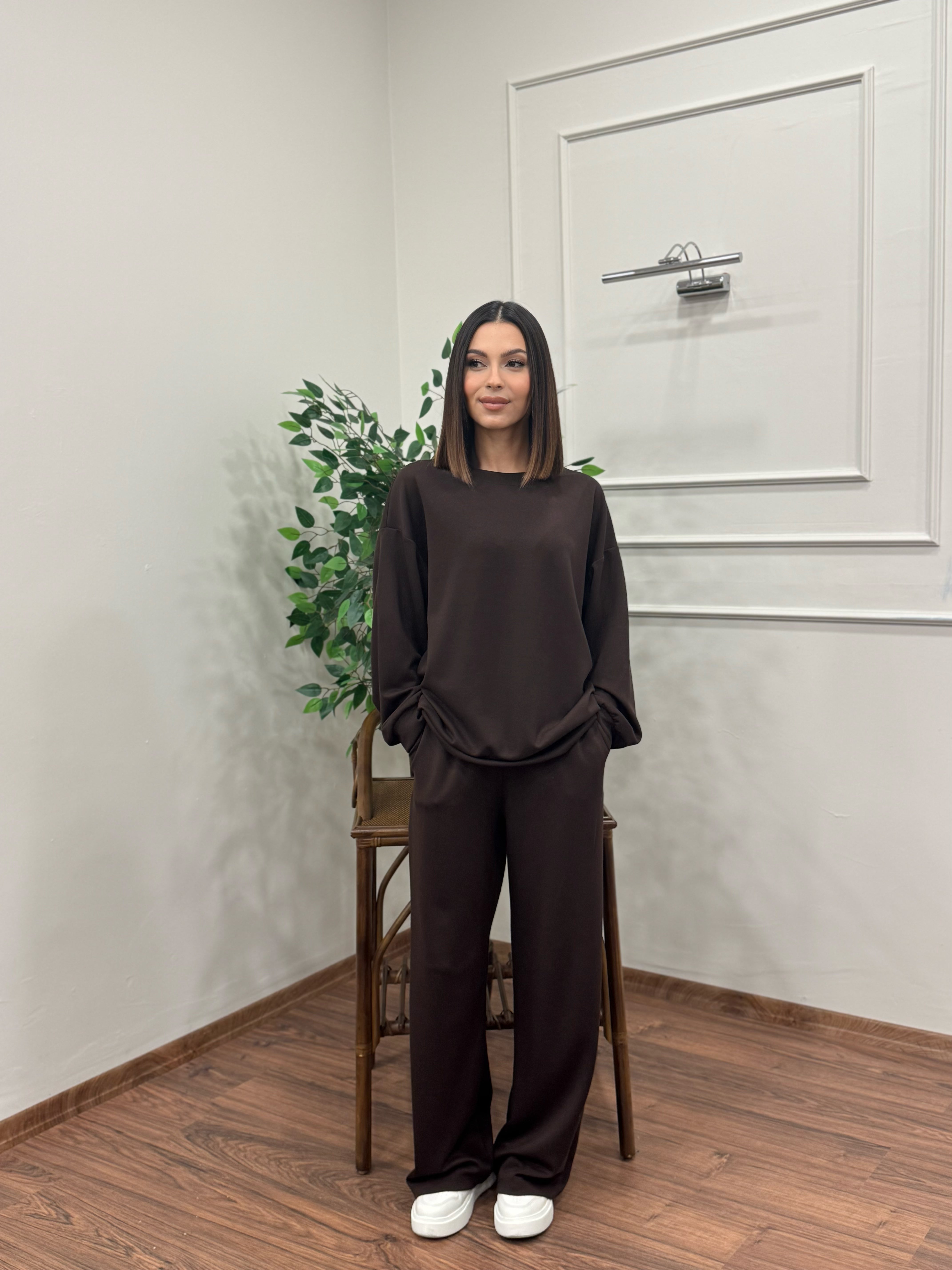 Basic Modal Kumaş Kahverengi Takım