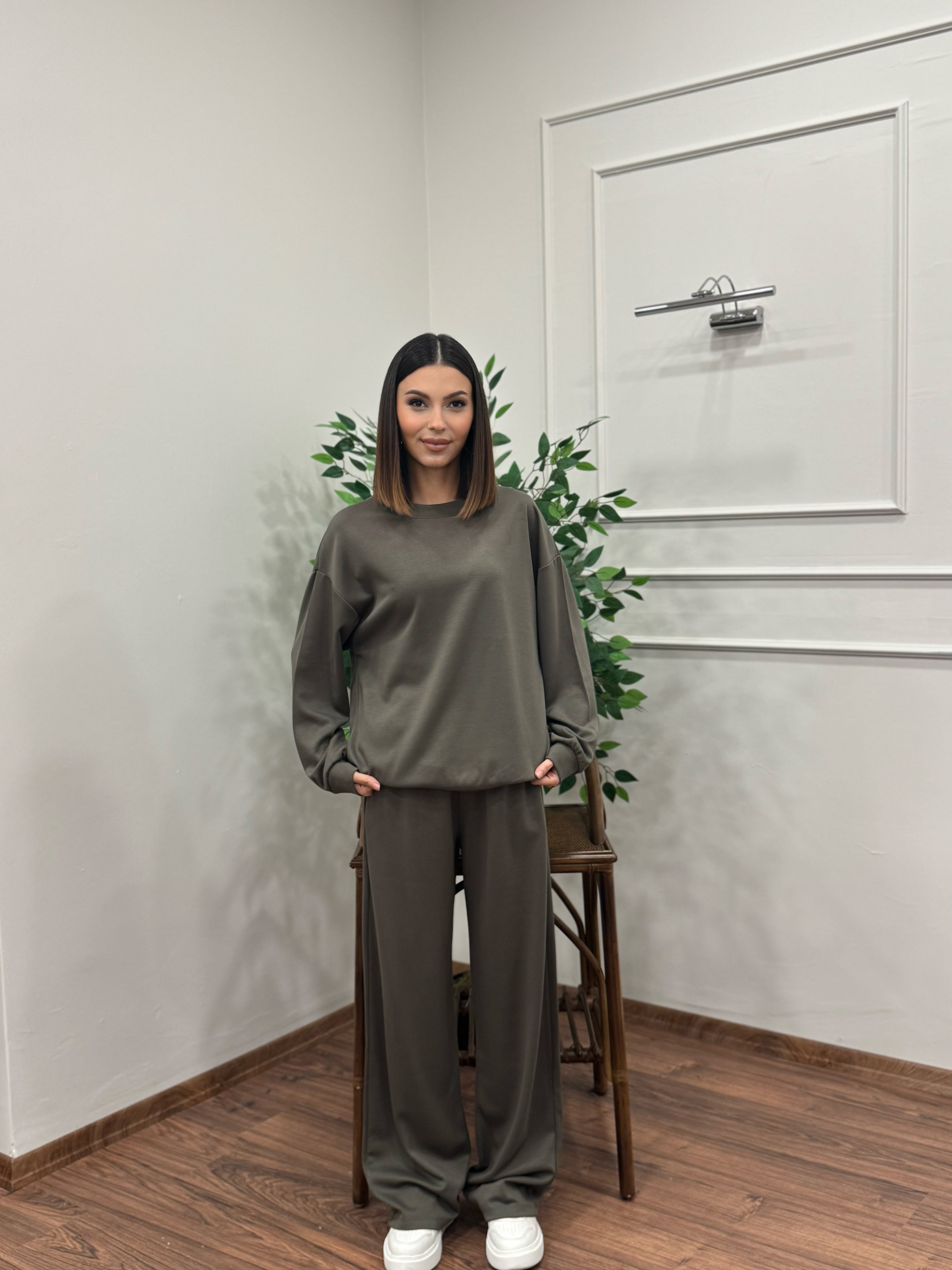 Basic Modal Kumaş Haki Takım