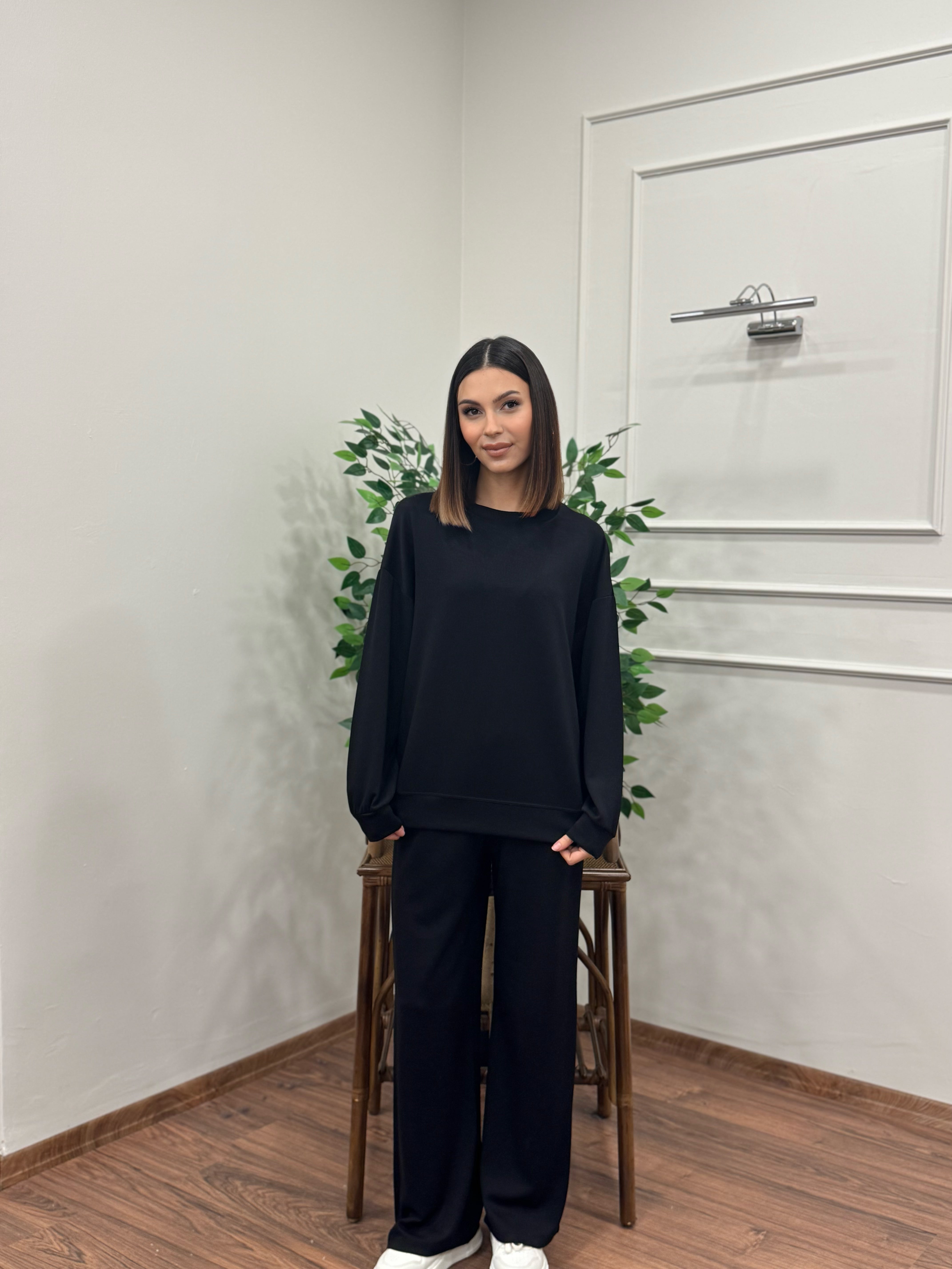 Basic Modal Kumaş Siyah Takım