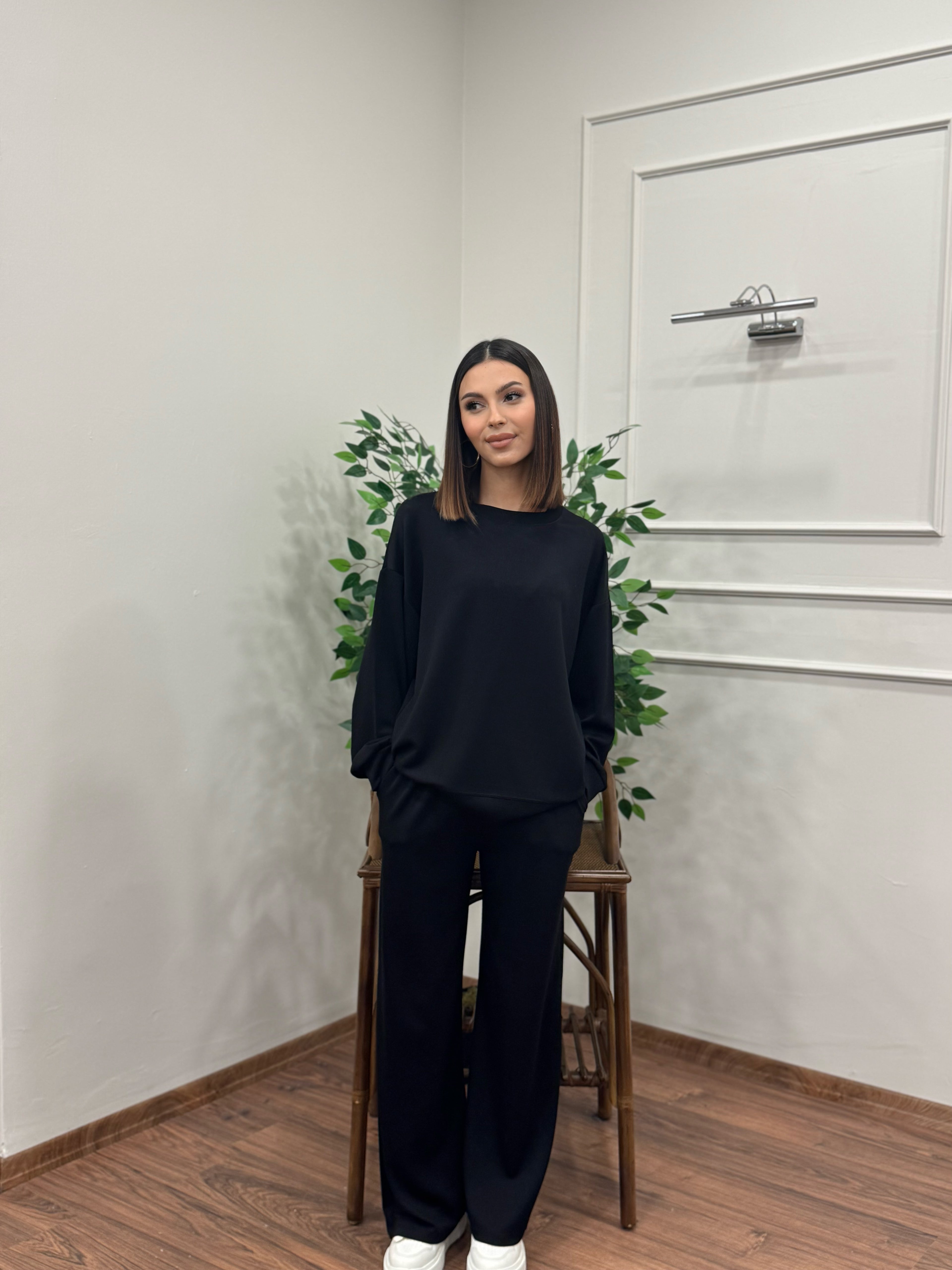Basic Modal Kumaş Siyah Takım