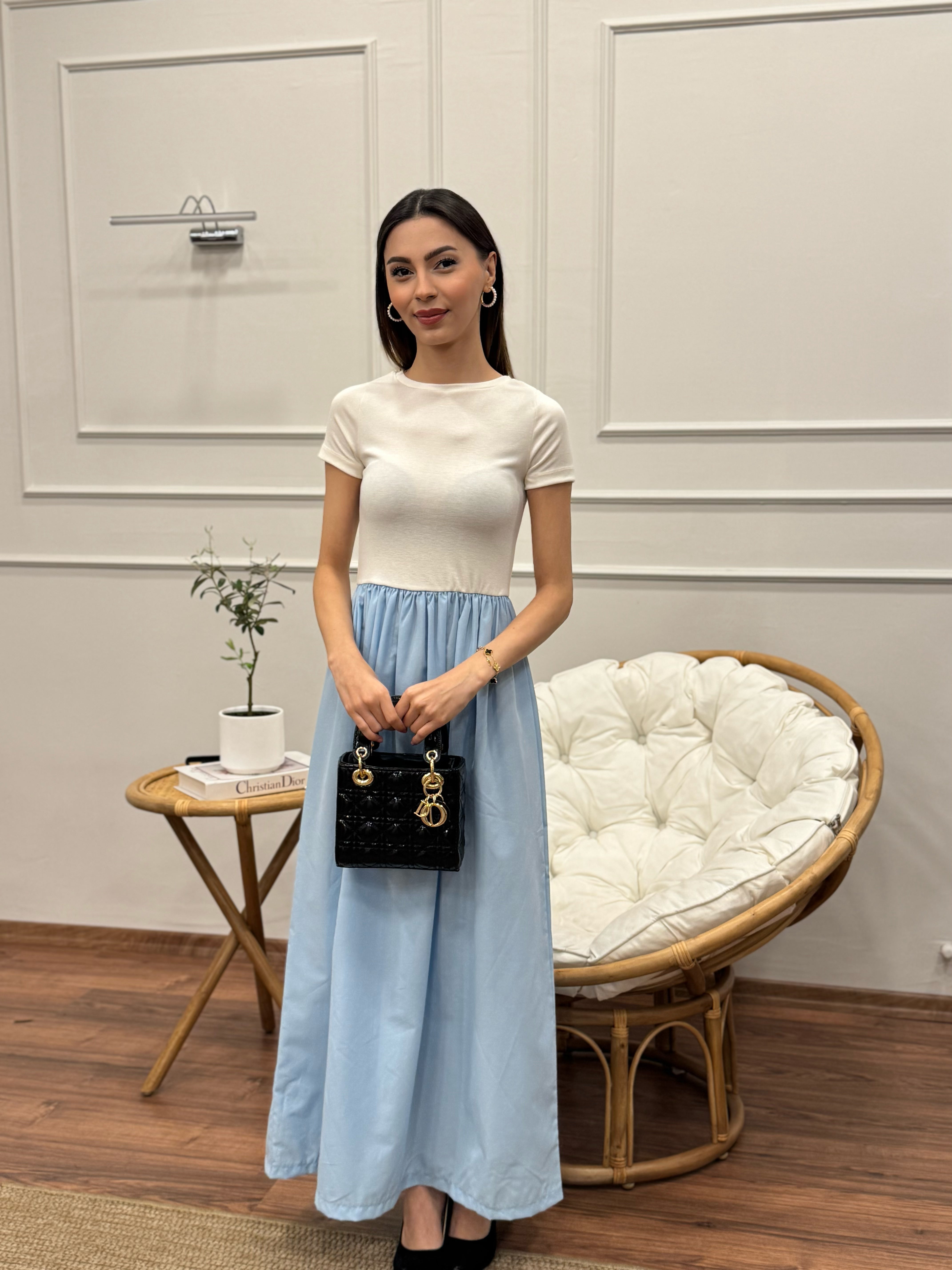 Diana Kloş Kemerli Bebe Mavisi Elbise