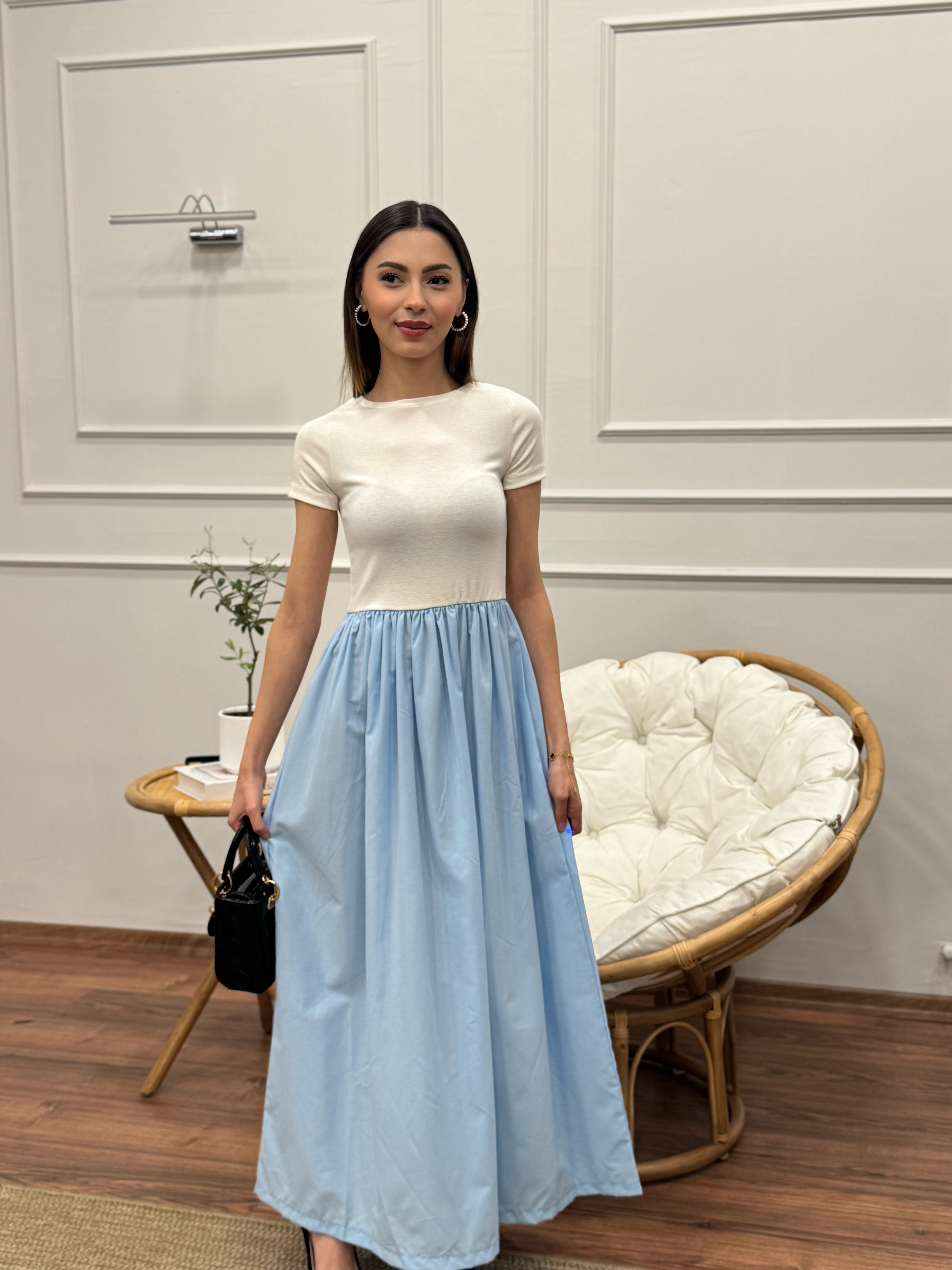 Diana Kloş Kemerli Bebe Mavisi Elbise