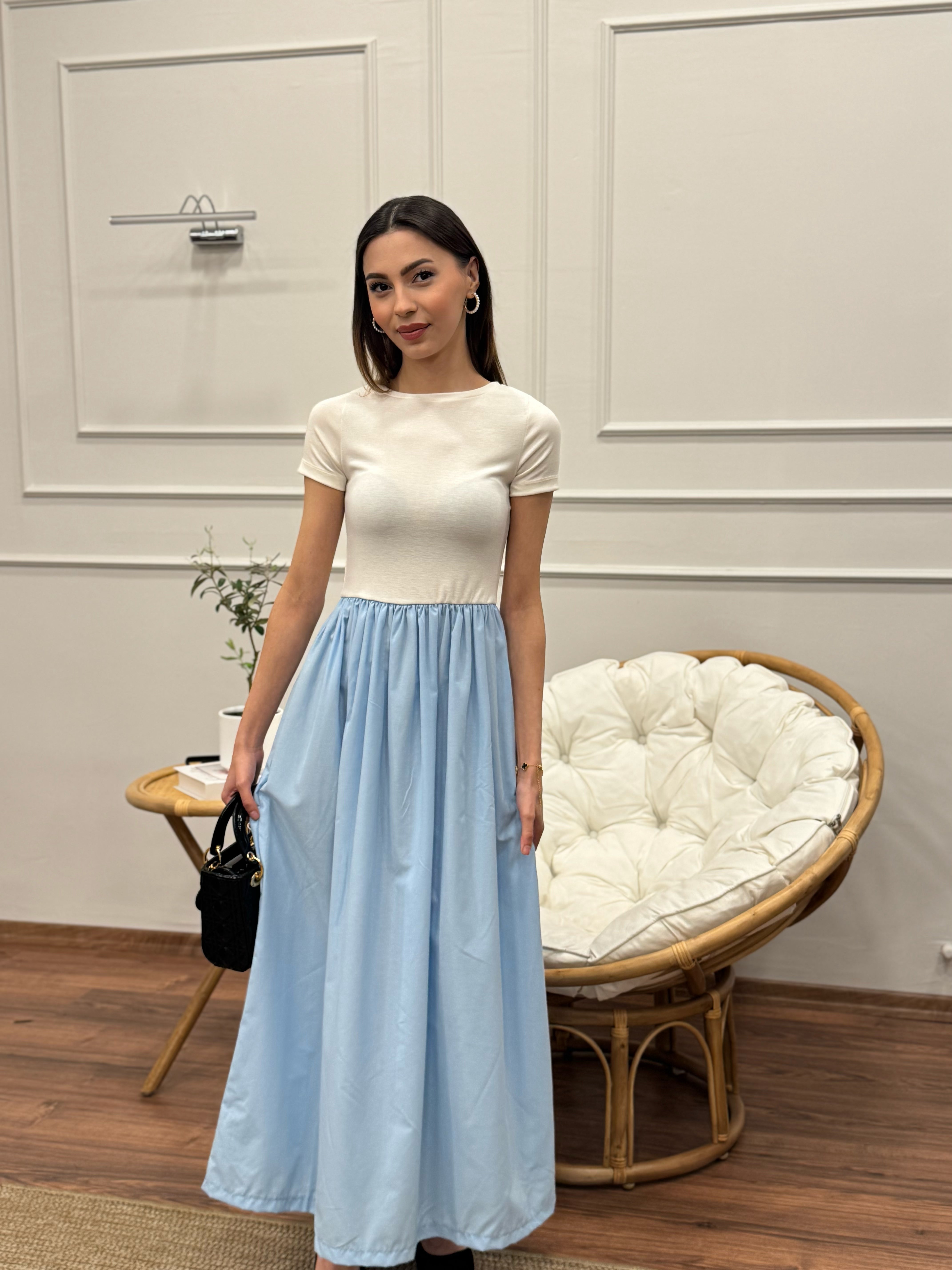 Diana Kloş Kemerli Bebe Mavisi Elbise