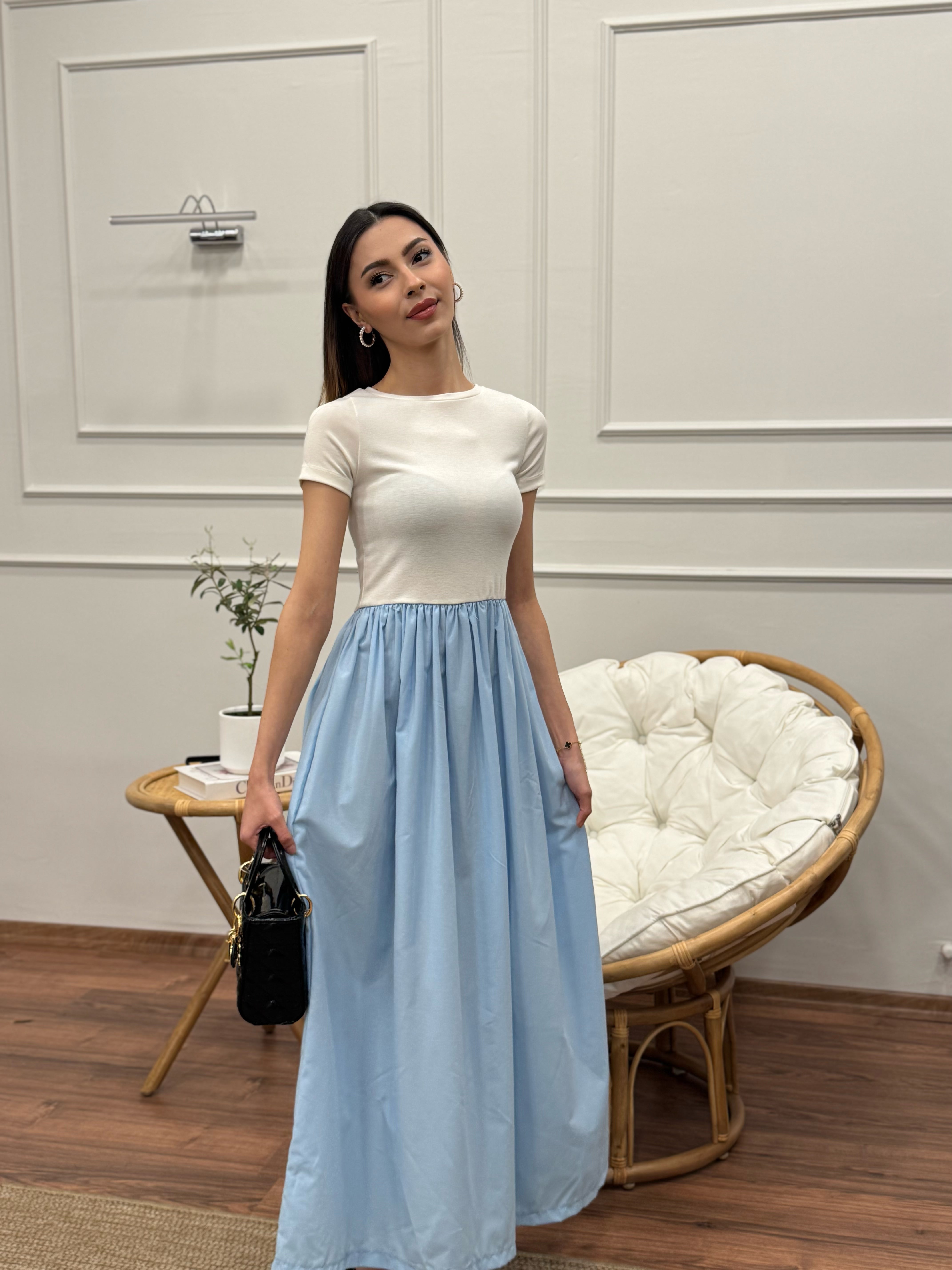 Diana Kloş Kemerli Bebe Mavisi Elbise