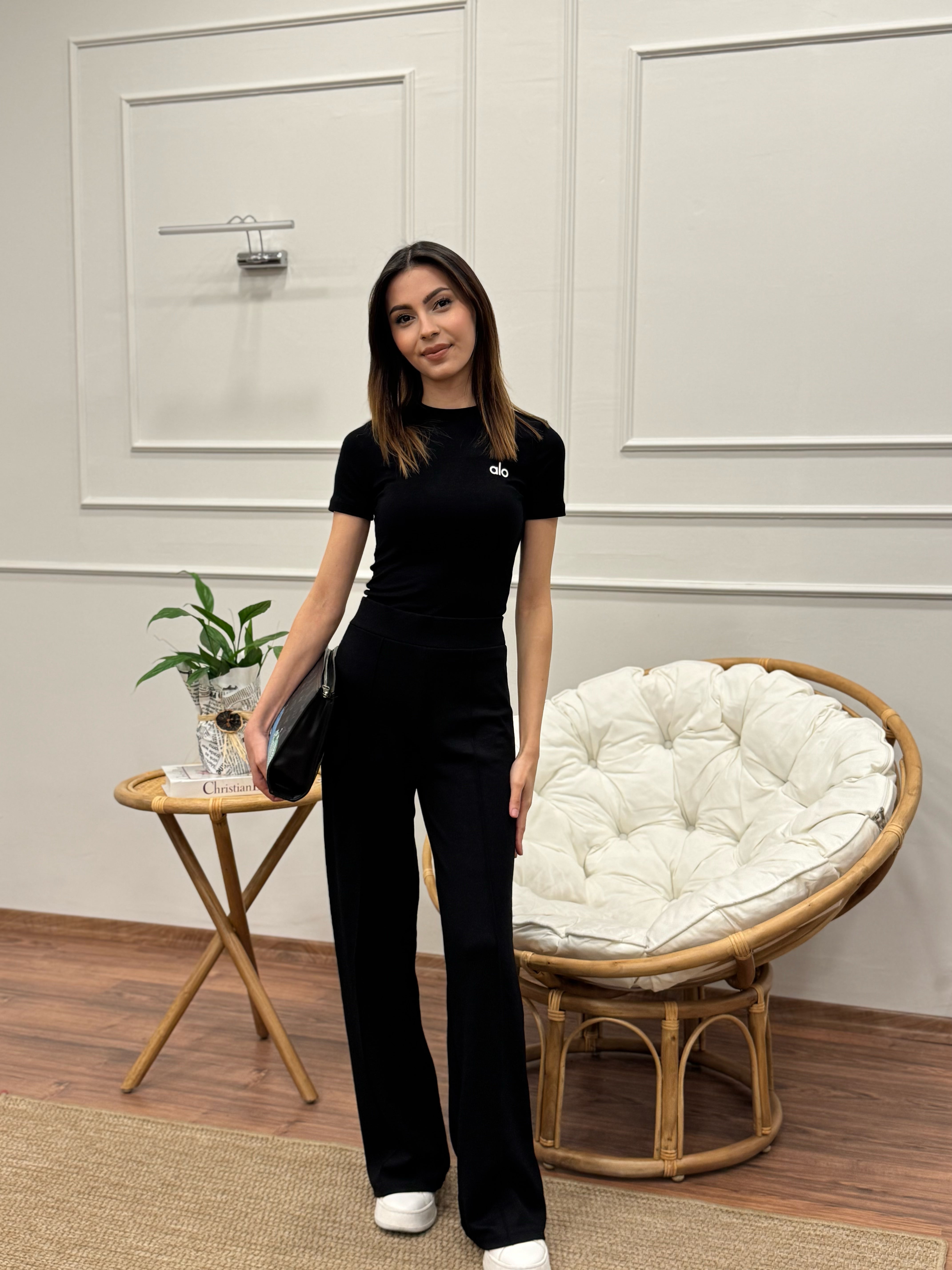 Modal Kumaş Alo Yoga İspanyol Siyah Pantolon