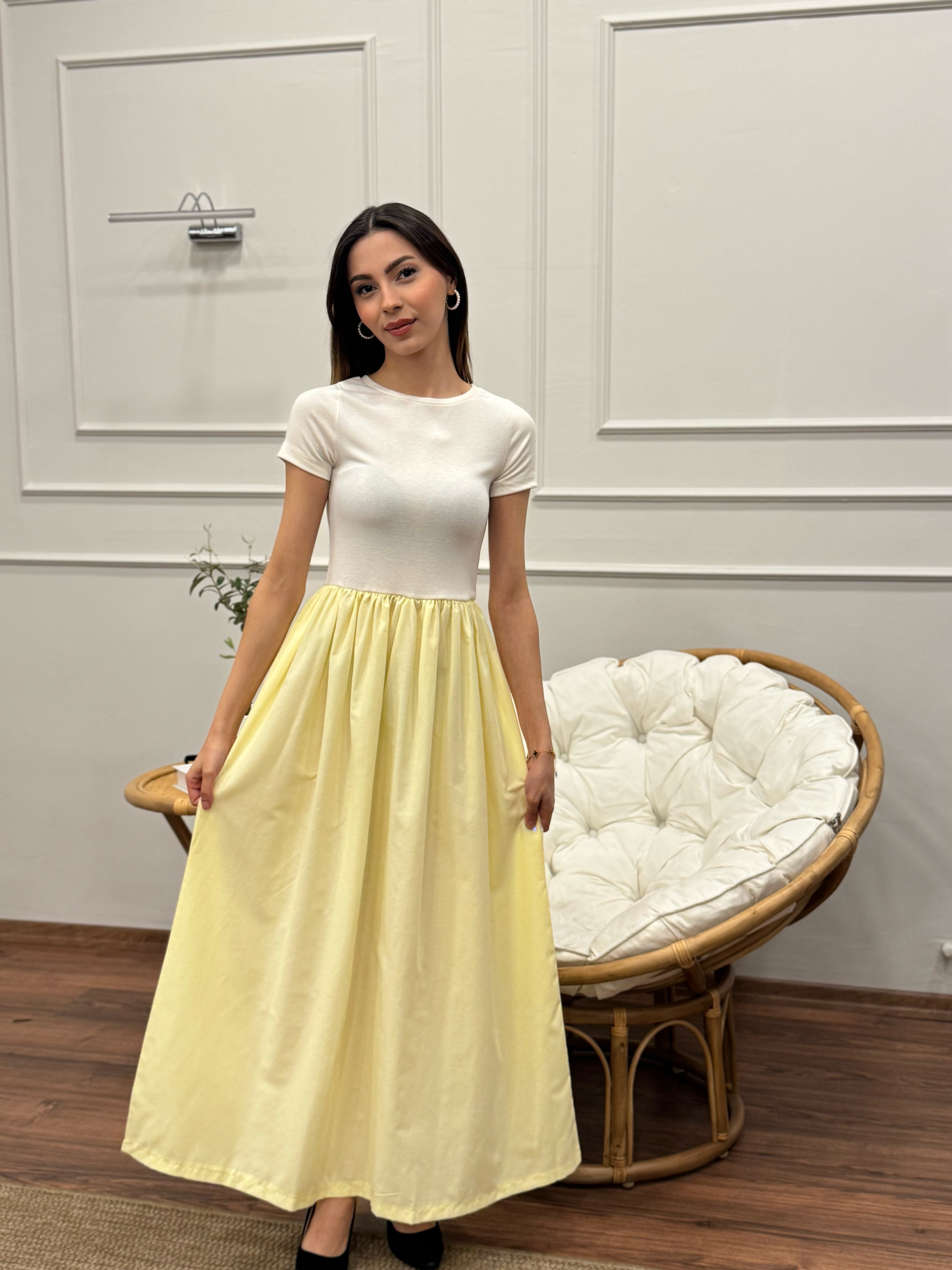 Diana Kloş Kemerli Bebe Sarısı Elbise