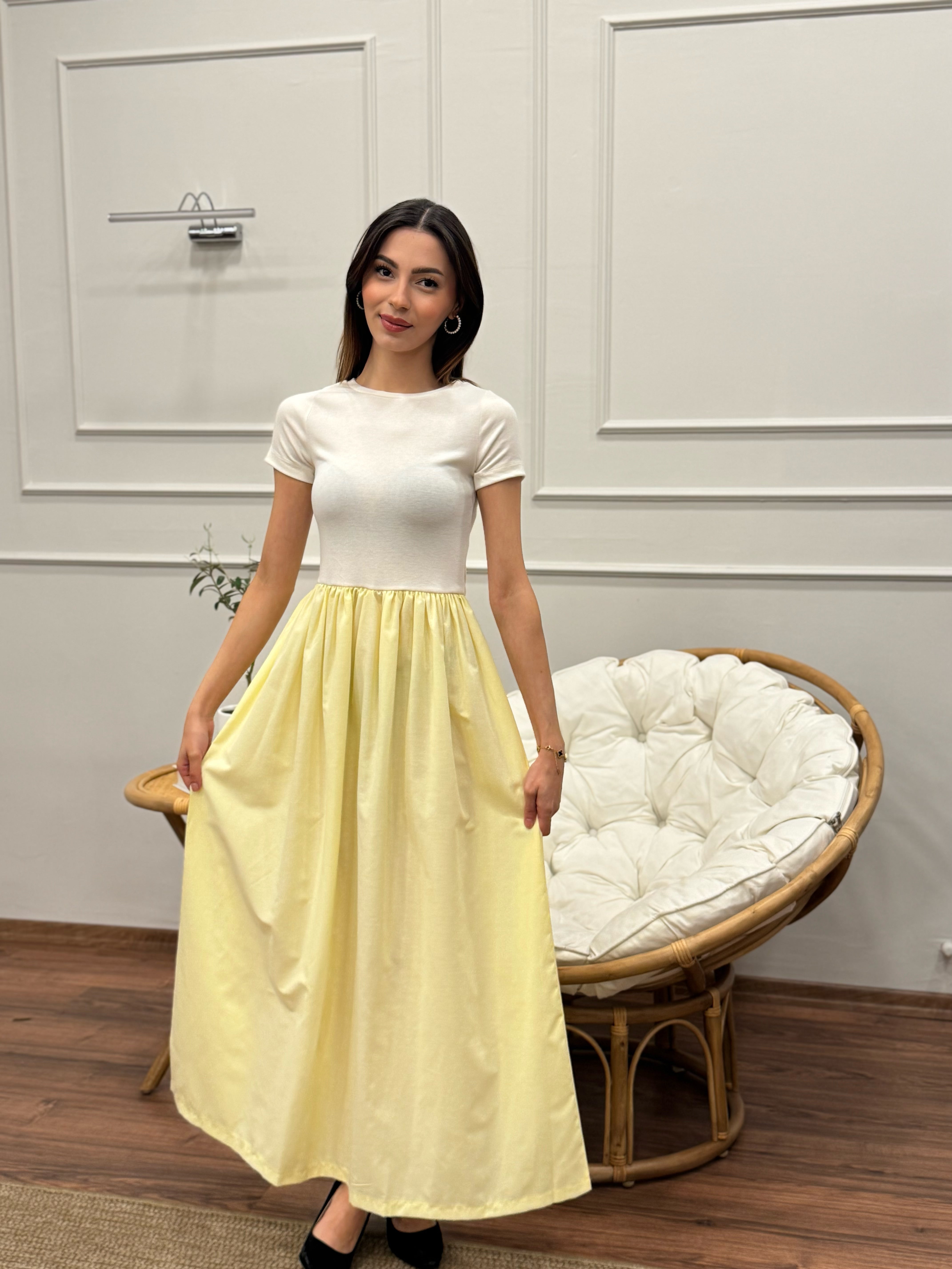 Diana Kloş Kemerli Bebe Sarısı Elbise