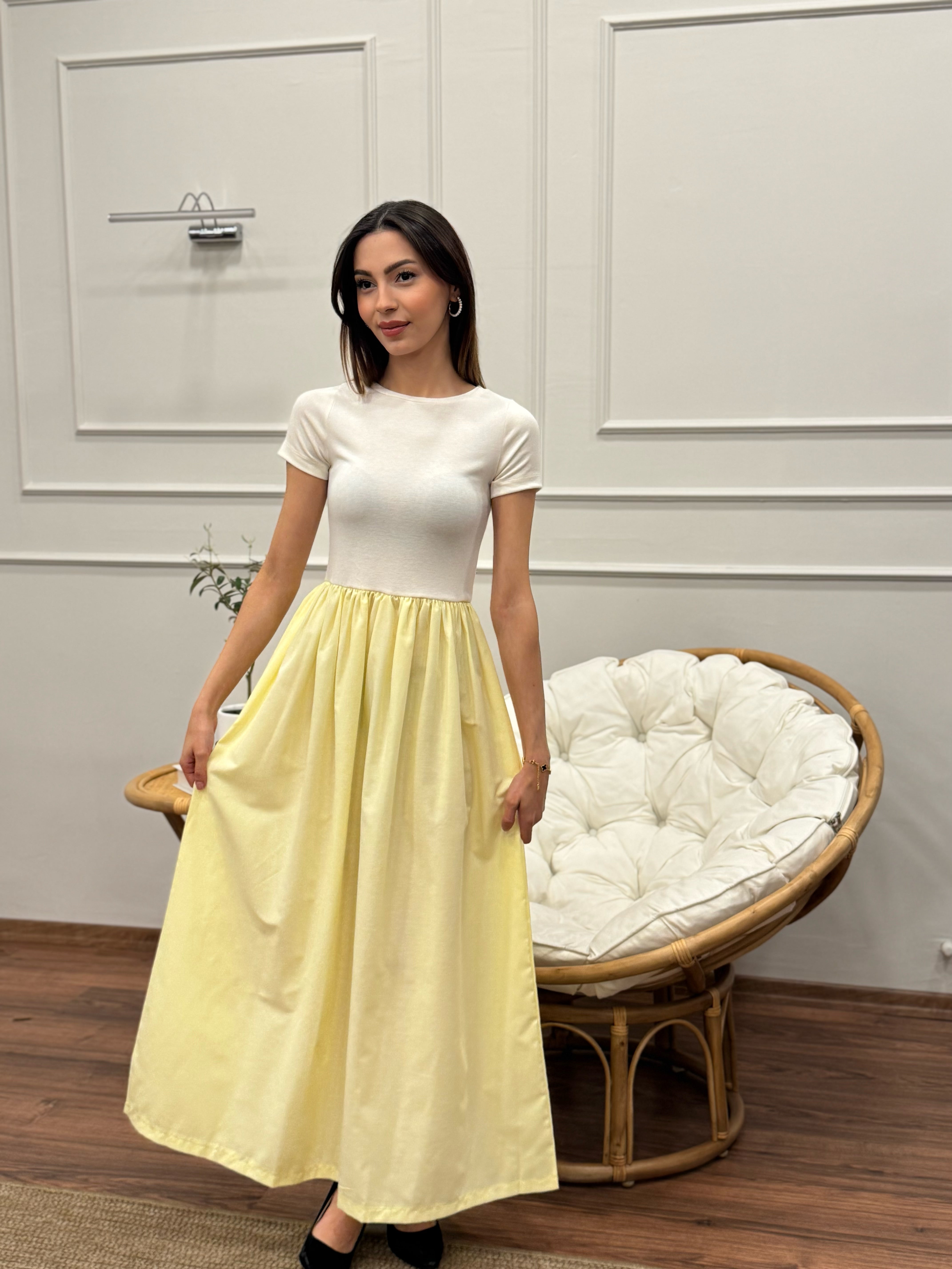 Diana Kloş Kemerli Bebe Sarısı Elbise