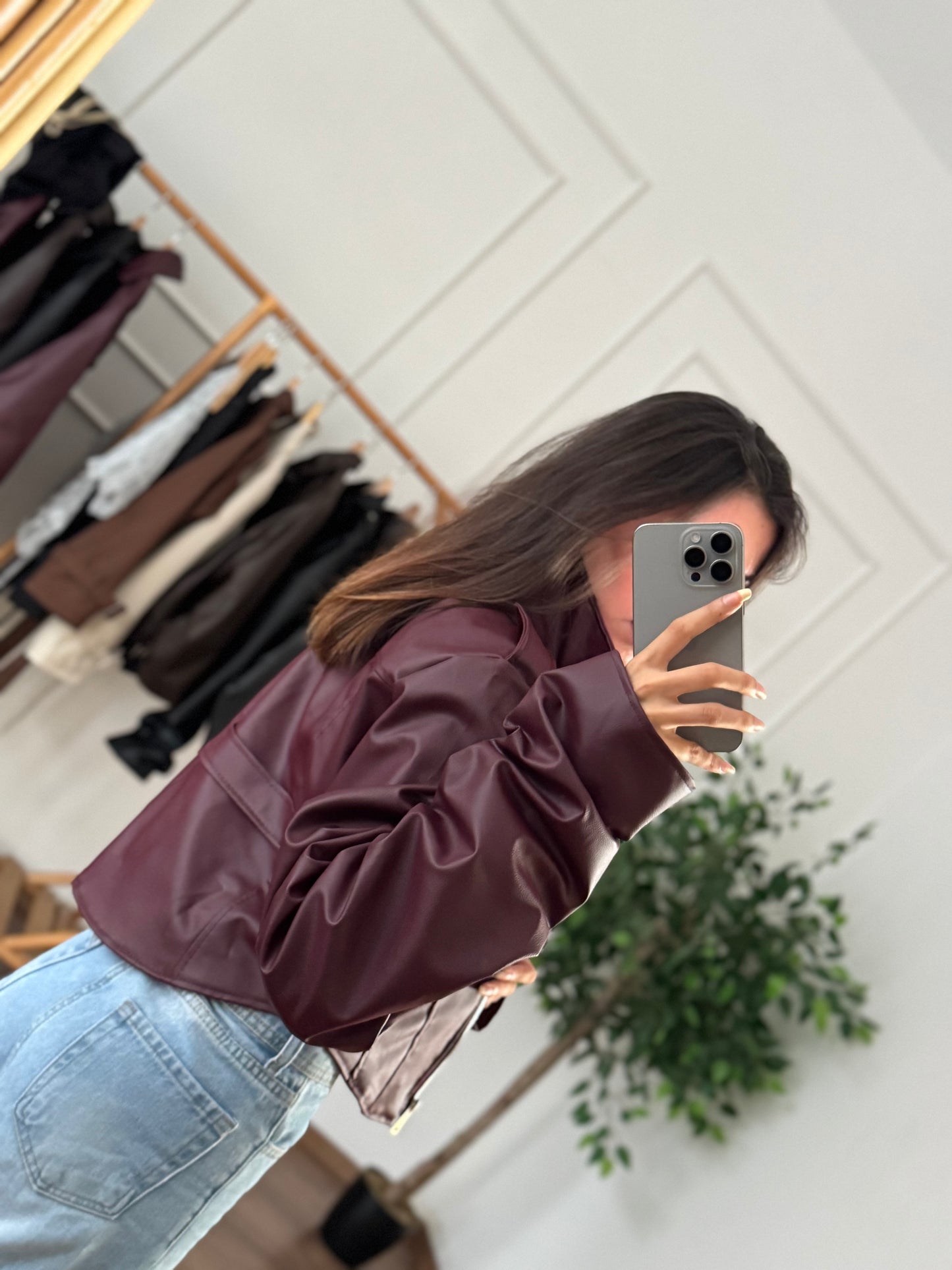 Rove Korse Bordo Deri Ceket