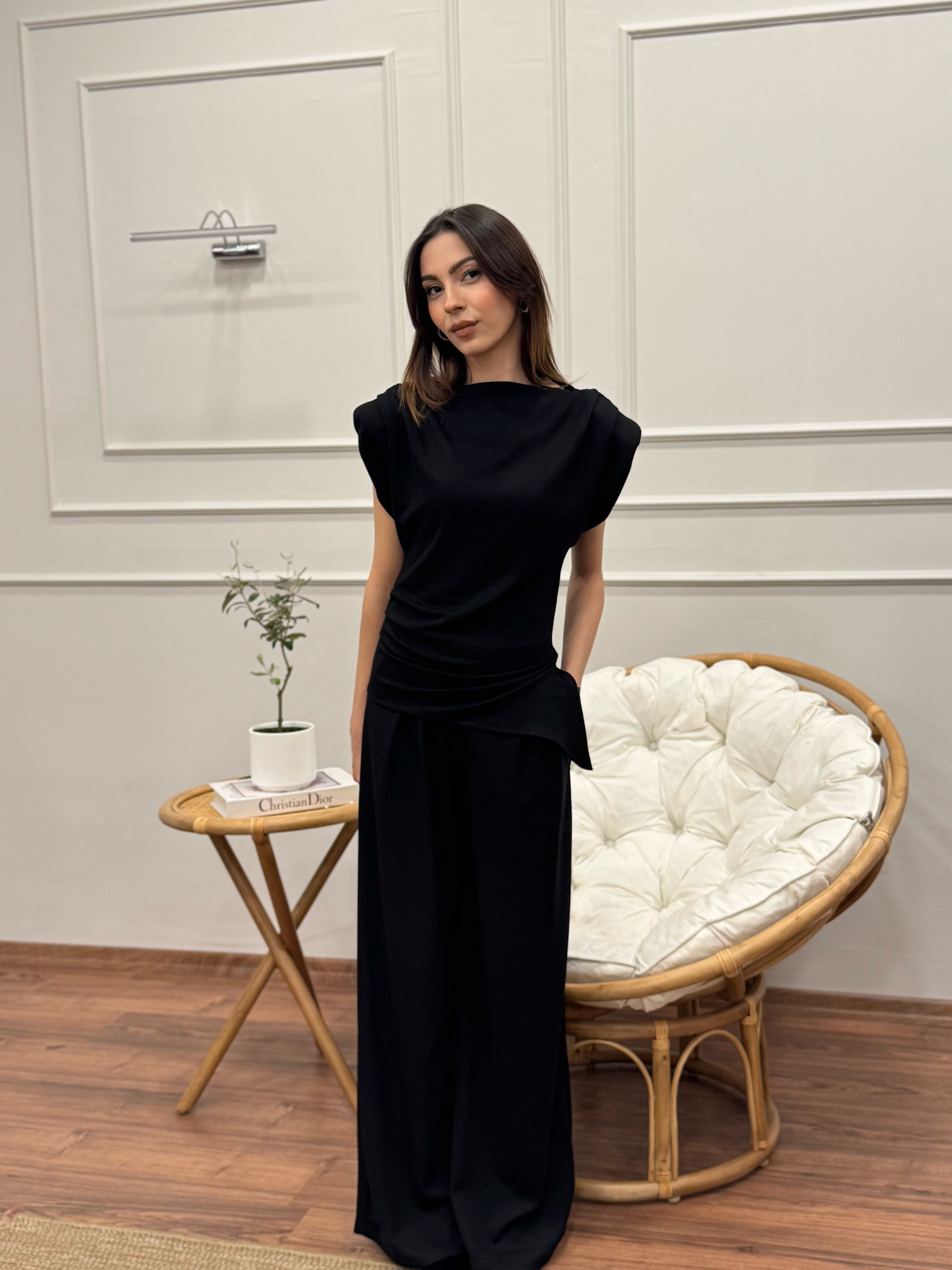 Stella Özel Tasarım İspanyol Pantolon Bluz Siyah Takım