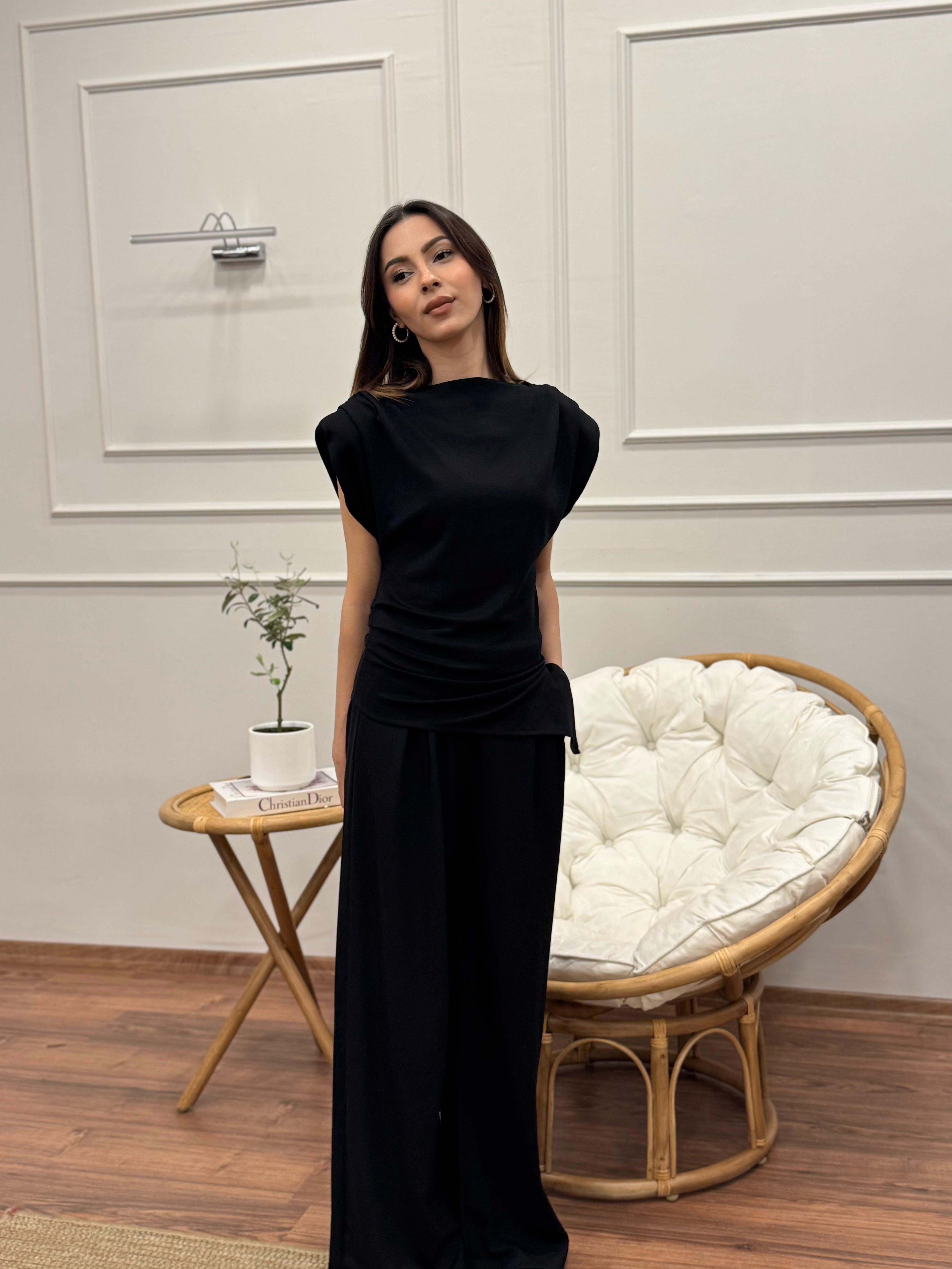 Stella Özel Tasarım İspanyol Pantolon Bluz Siyah Takım