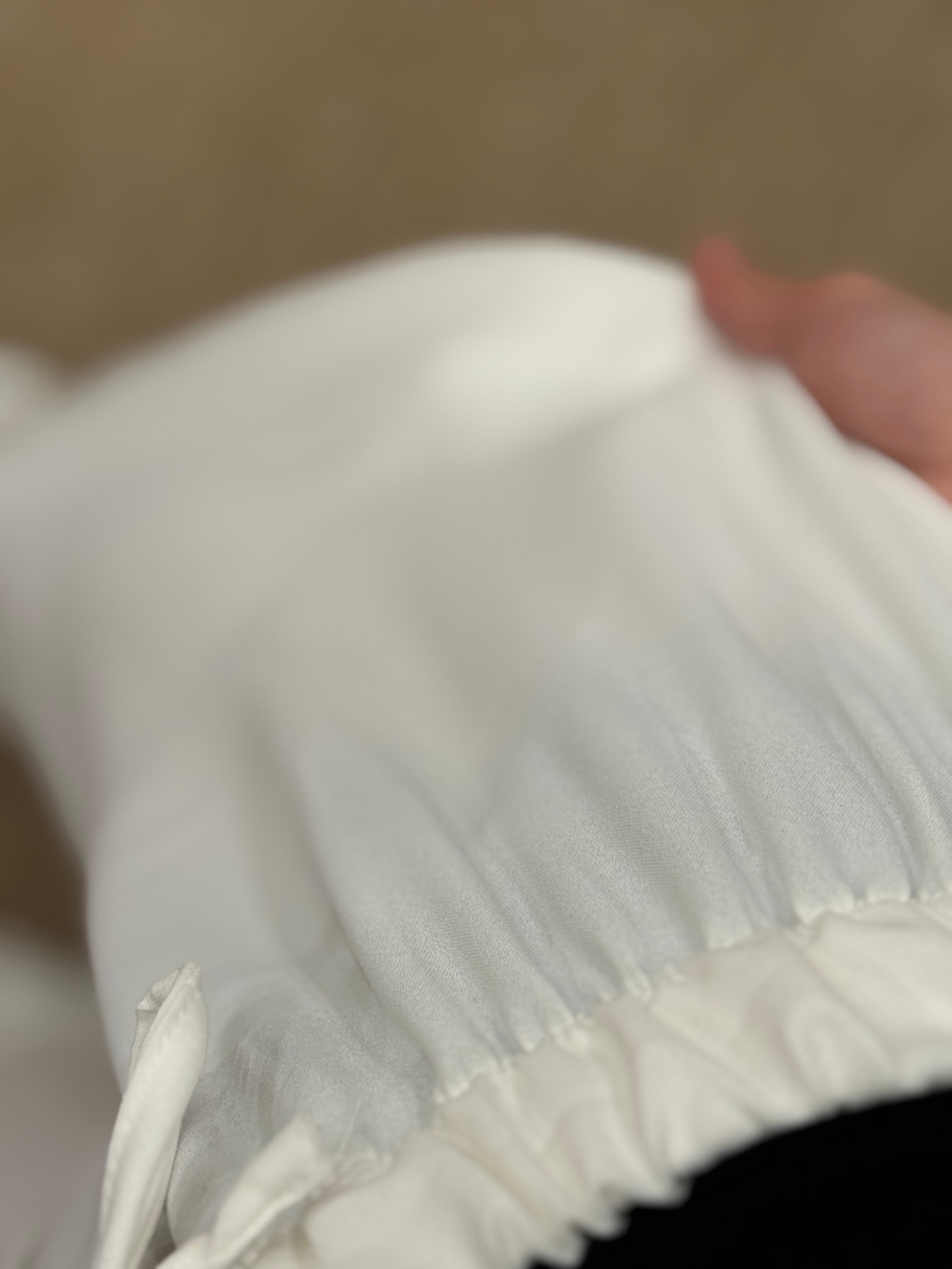 Tensel Kumaş Geniş Kesim Beyaz Pantolon