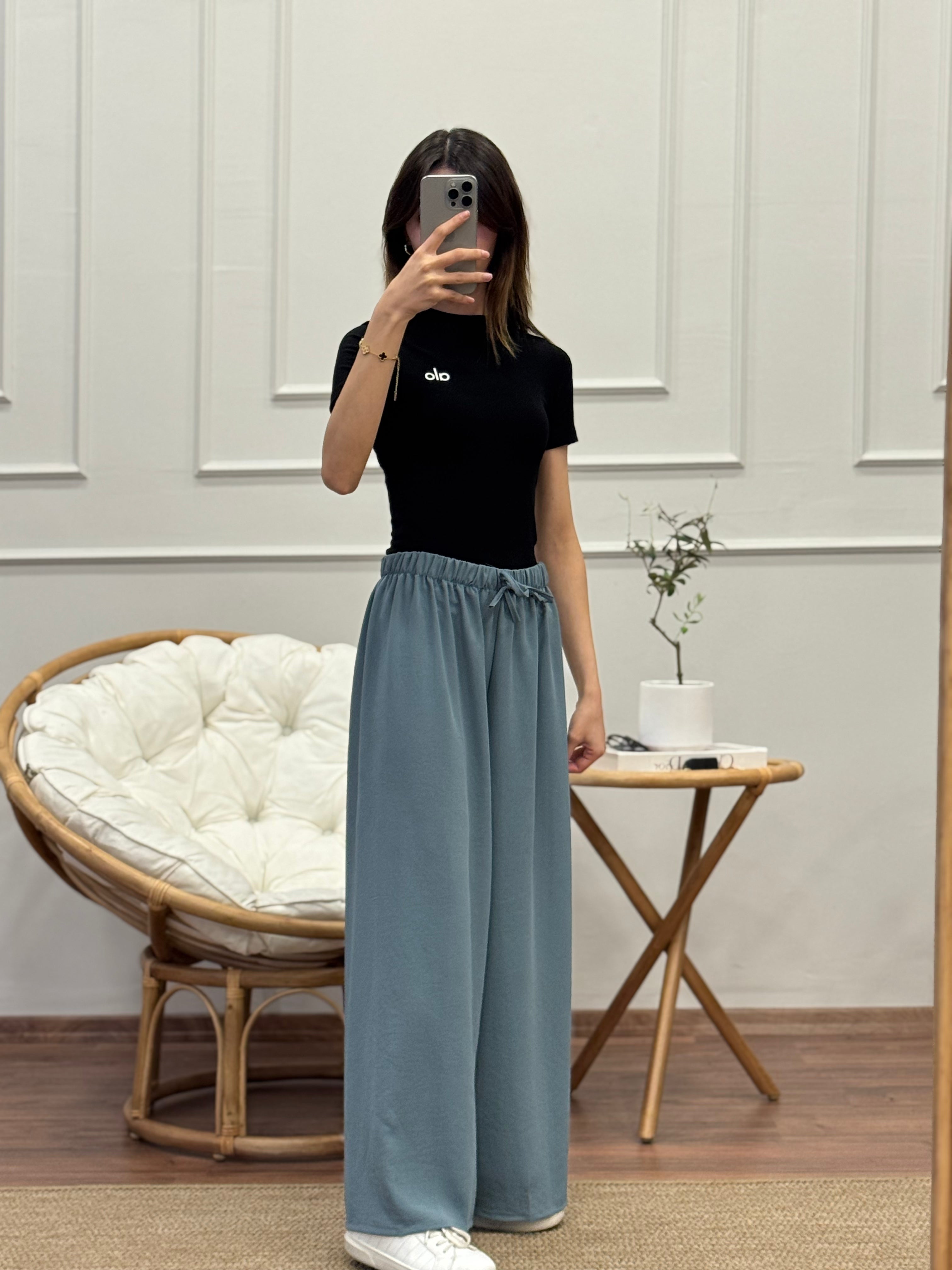 Tensel Kumaş Geniş Kesim Pantolon