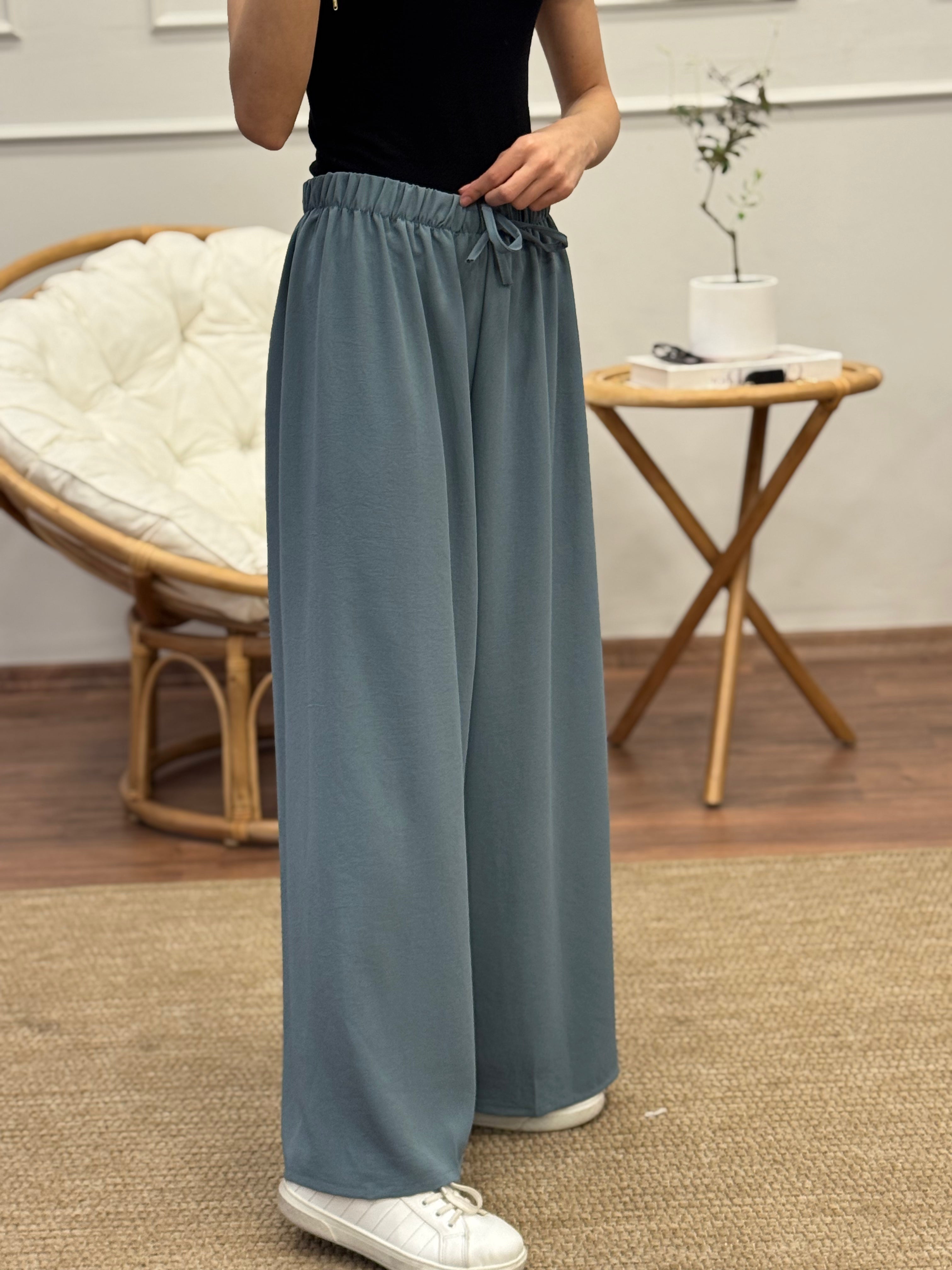 Tensel Kumaş Geniş Kesim Pantolon