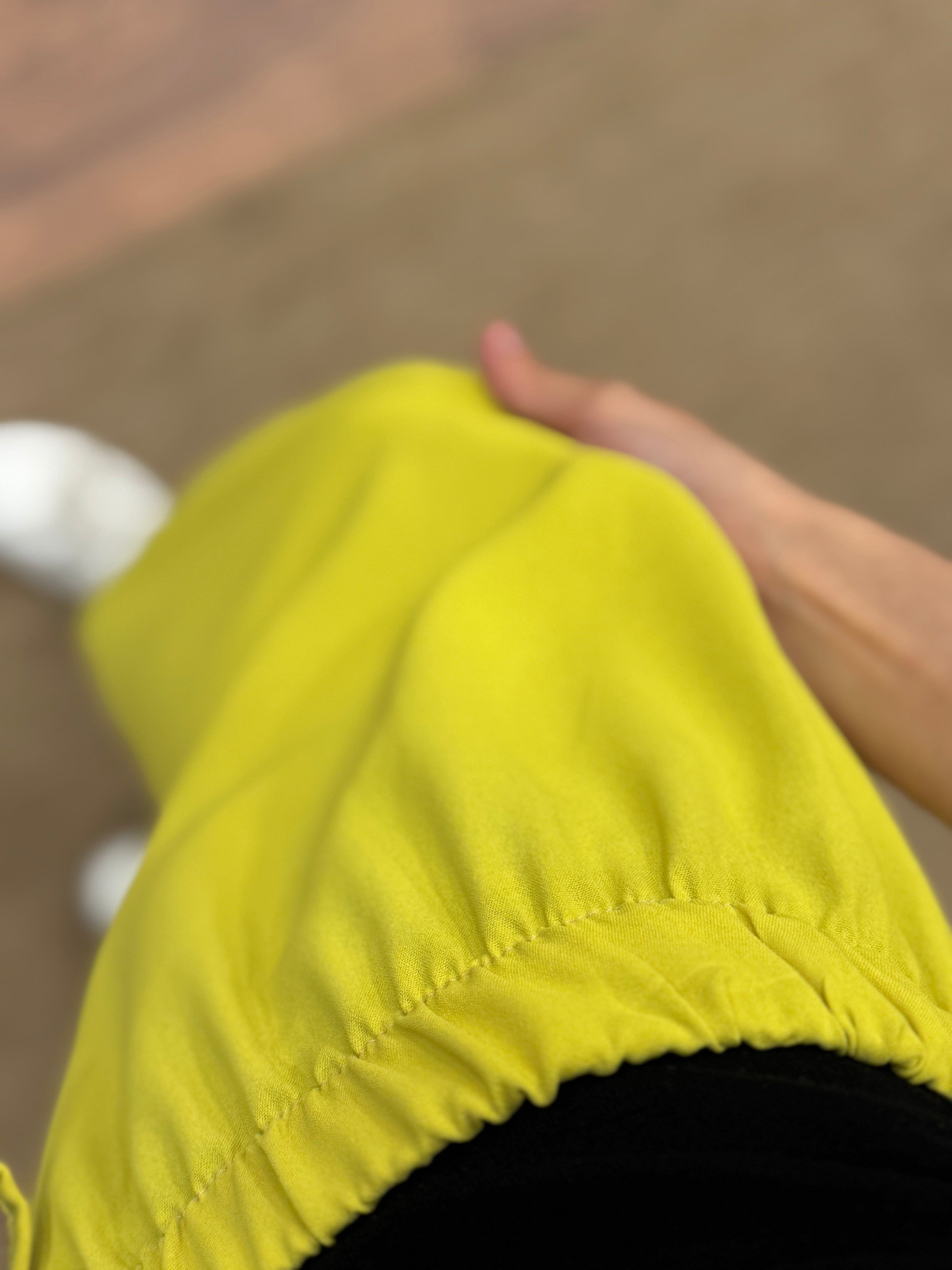 Tensel Kumaş Geniş Kesim Yağ Yeşili Pantolon