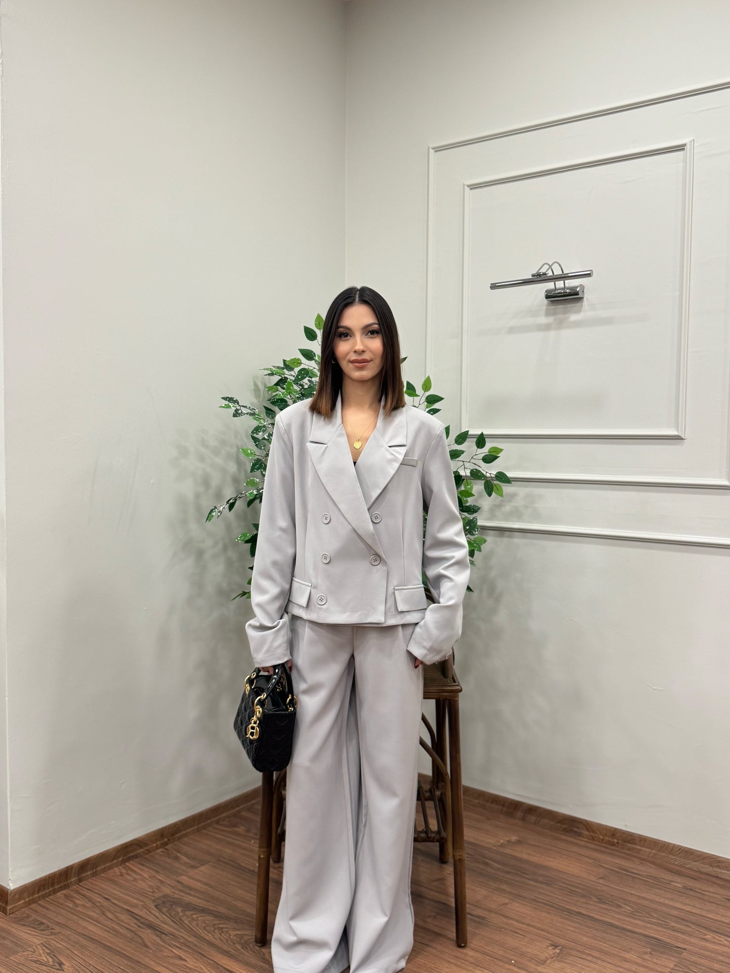 Calista Blazer Ceket Pantolon Gri Takım