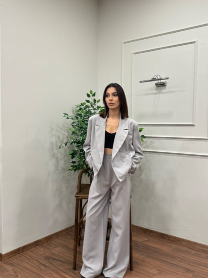 Calista Blazer Ceket Pantolon Gri Takım