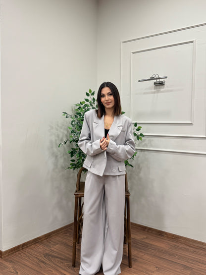 Calista Blazer Ceket Pantolon Gri Takım