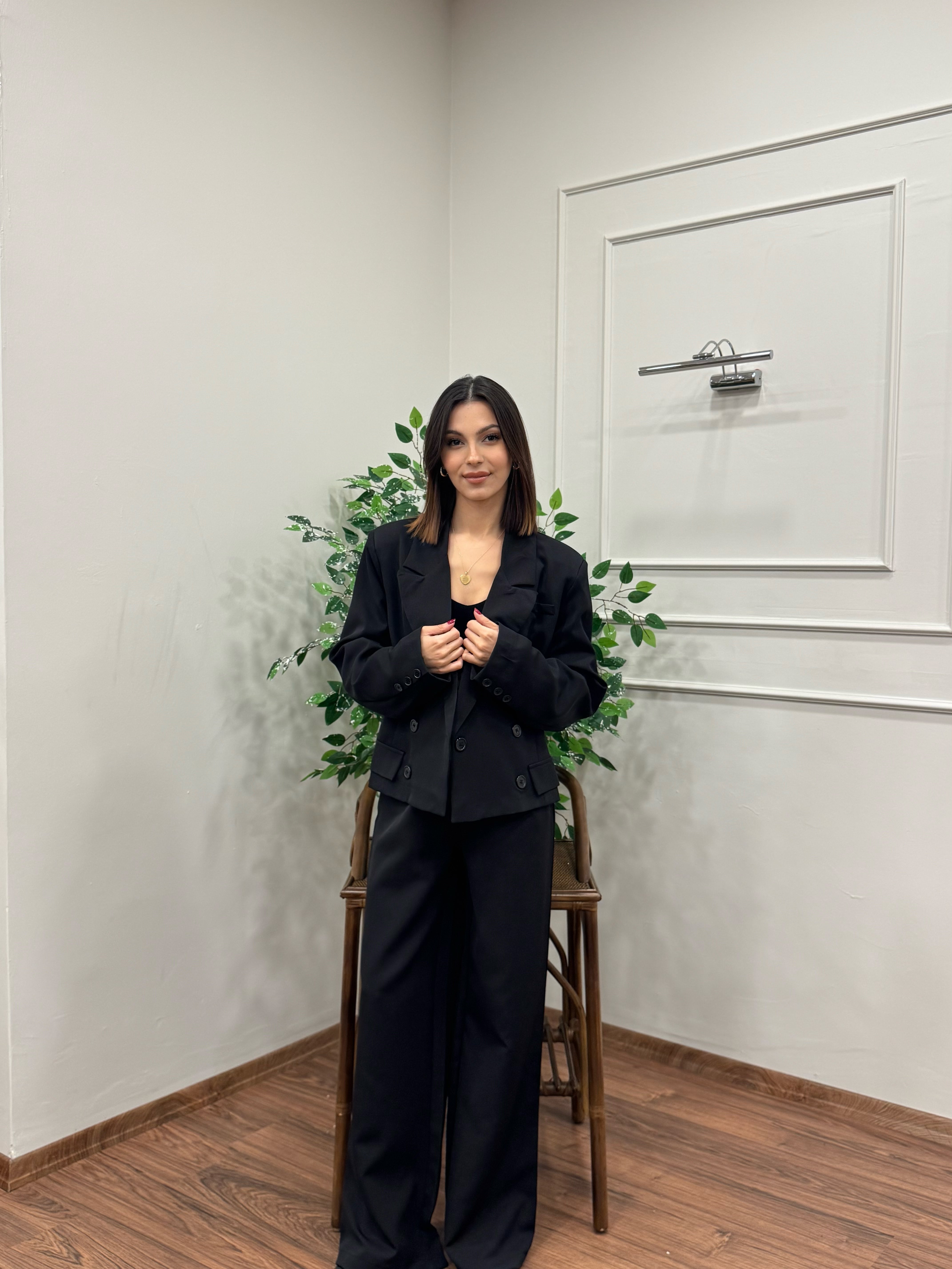 Calista Blazer Ceket Pantolon Siyah Takım