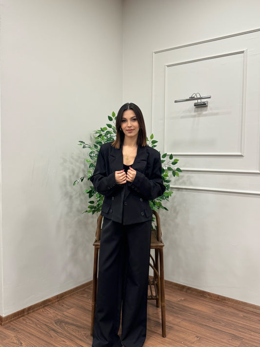 Calista Blazer Ceket Pantolon Siyah Takım