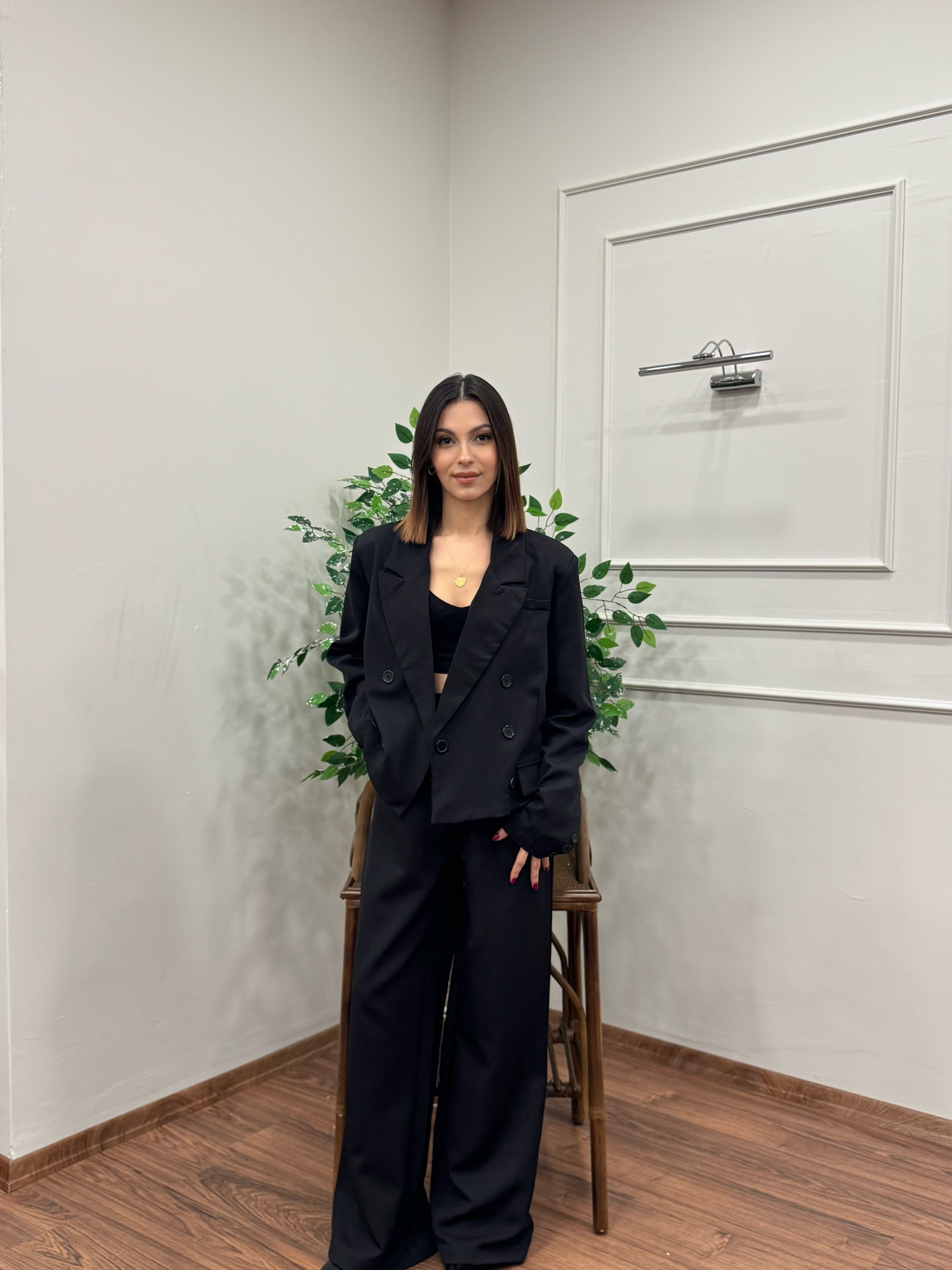 Calista Blazer Ceket Pantolon Siyah Takım