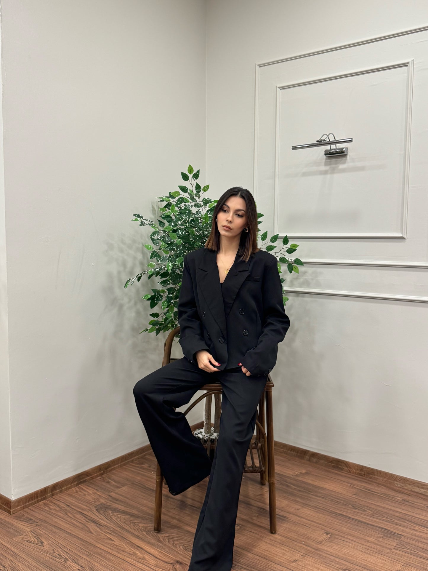 Calista Blazer Ceket Pantolon Siyah Takım